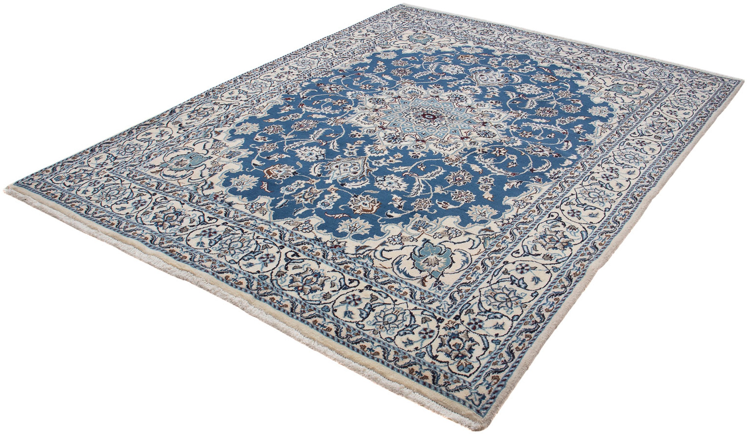 Image of morgenland Orientteppich »Perser - Nain - 247 x 190 cm - hellblau«, rechteckig, 10 mm Höhe, Wohnzimmer, Handgeknüpft, Einzelstück mit Zertifikat bei Ackermann Versand Schweiz