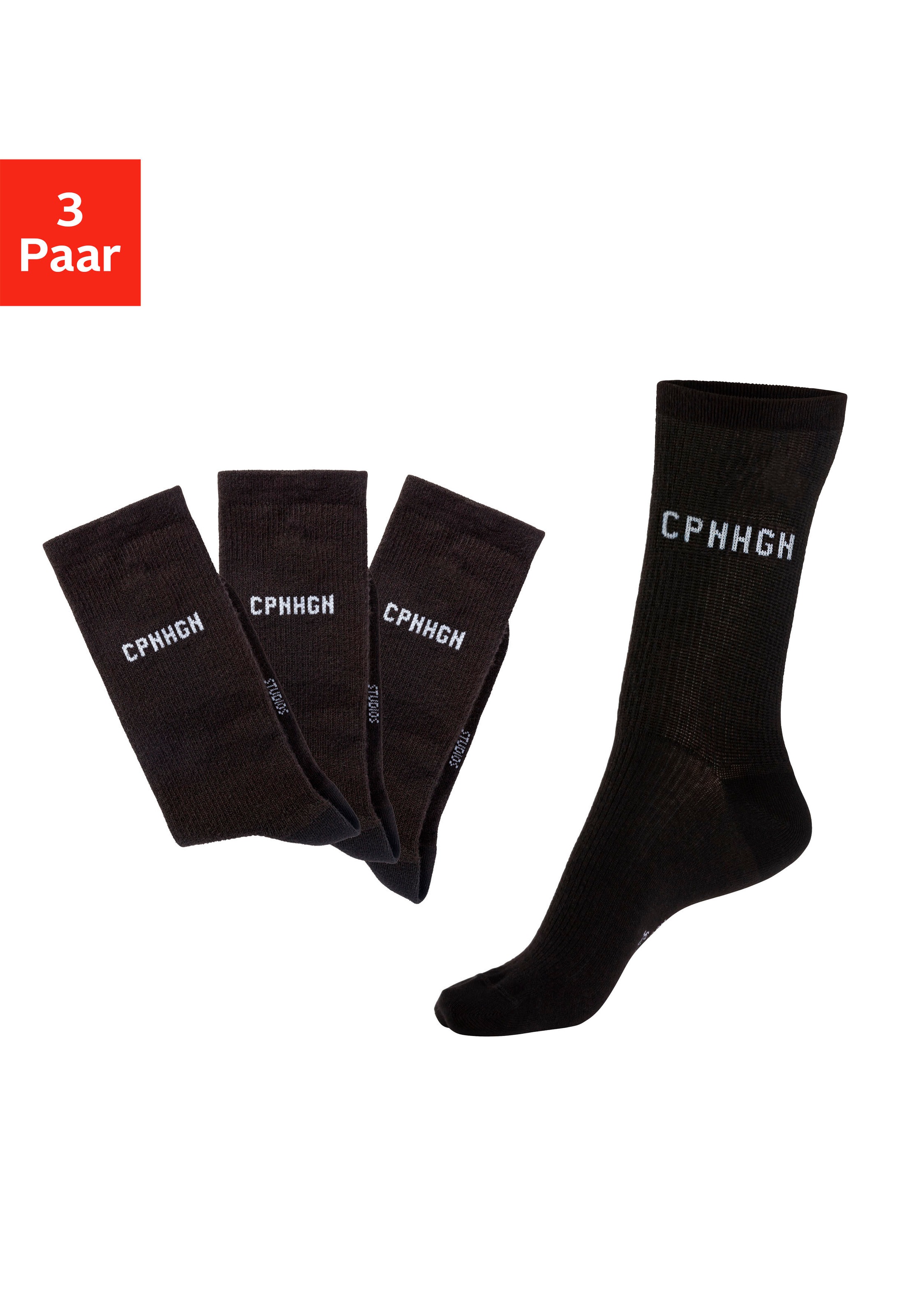 Image of Copenhagen Studios Basicsocken Packung, 3 Paar tlg. mit Rippstruktur und Stickerei