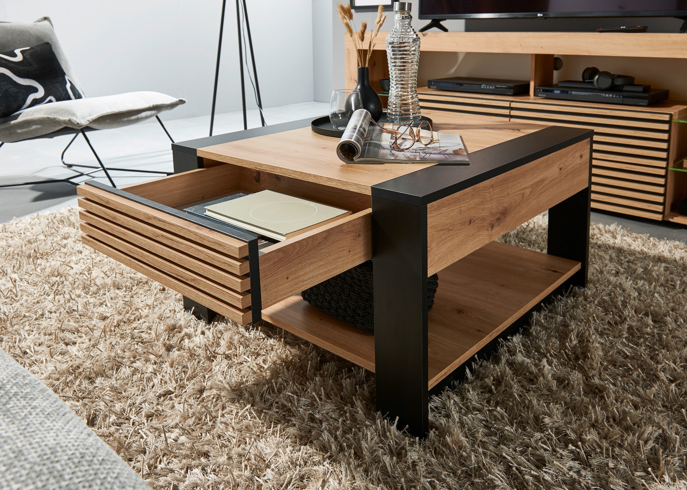 Stolkom Table basse »Feli Couchtisch B/H/T 70x42x70 cm« 1 cuis tlg. MDF, fest verleimten Stäbchen