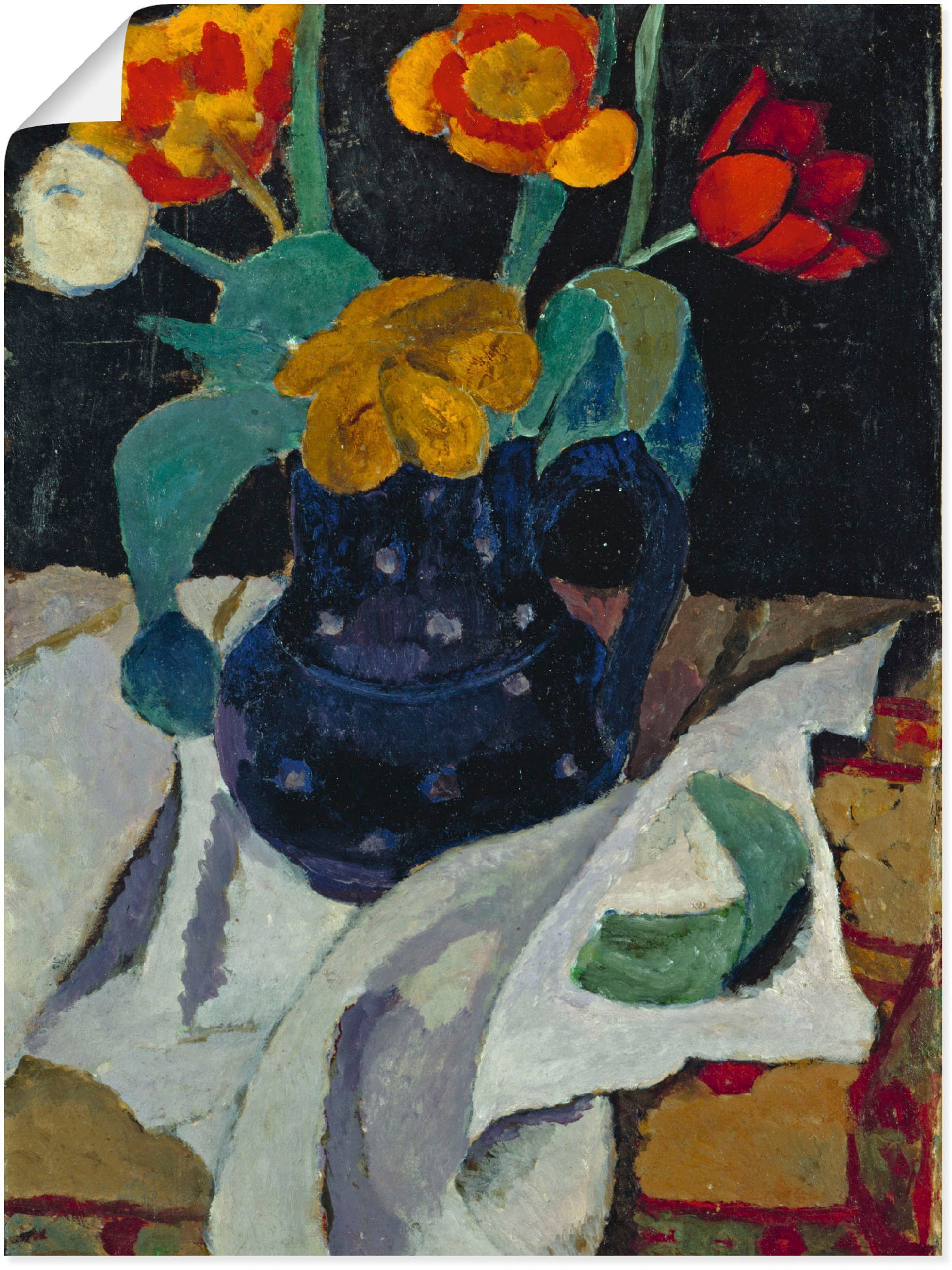 Image of Artland Wandbild »Stillleben mit Tulpen in blauem Topf«, Arrangements, (1 St.), in vielen Grössen & Produktarten -Leinwandbild, Poster, Wandaufkleber / Wandtattoo auch für Badezimmer geeignet bei Ackermann Versand Schweiz