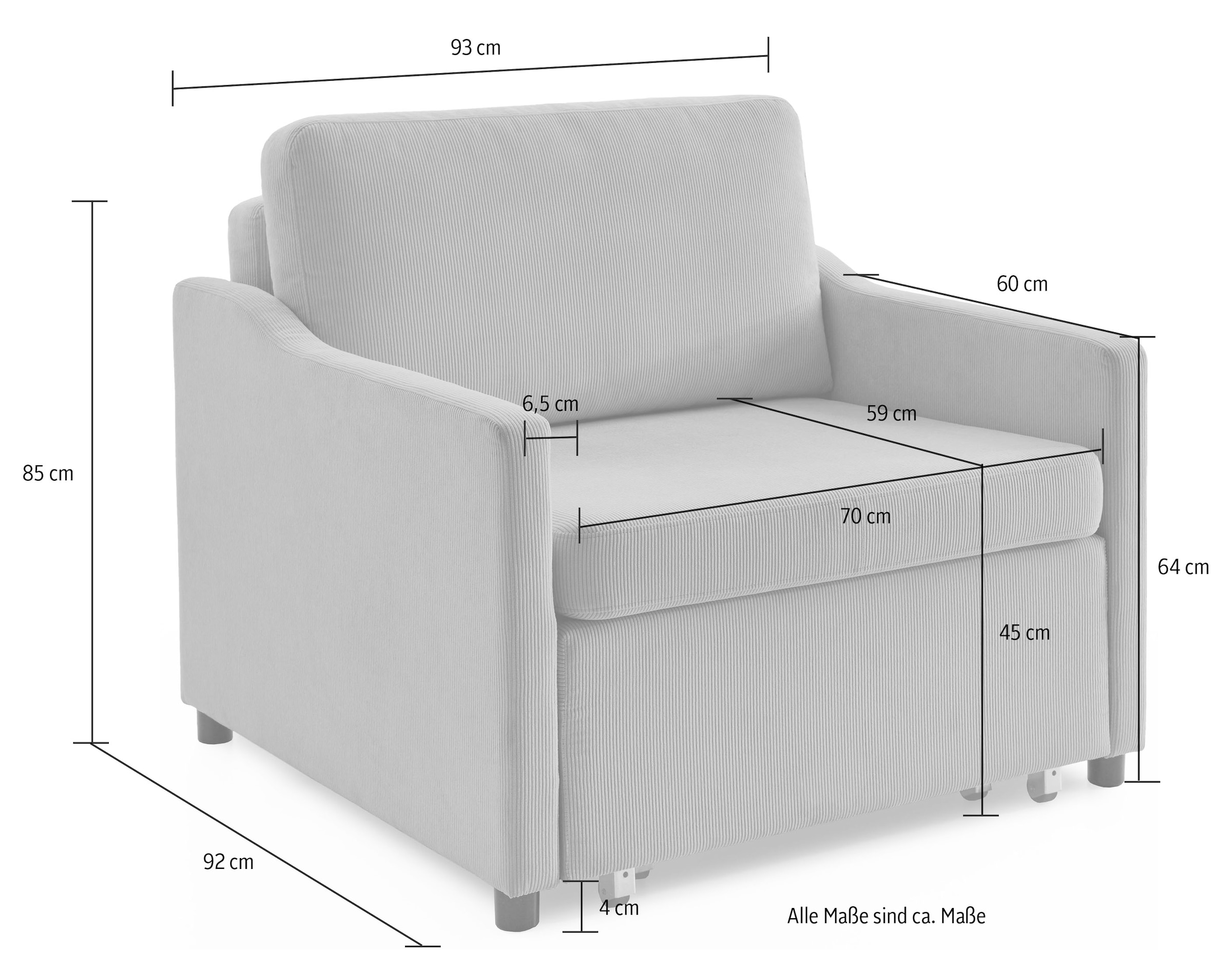 ATLANTIC home collection »Anella«, Schlaffunktion, stellbar mit kaufen XXL-Sessel im Cord-Bezug, mit frei Raum