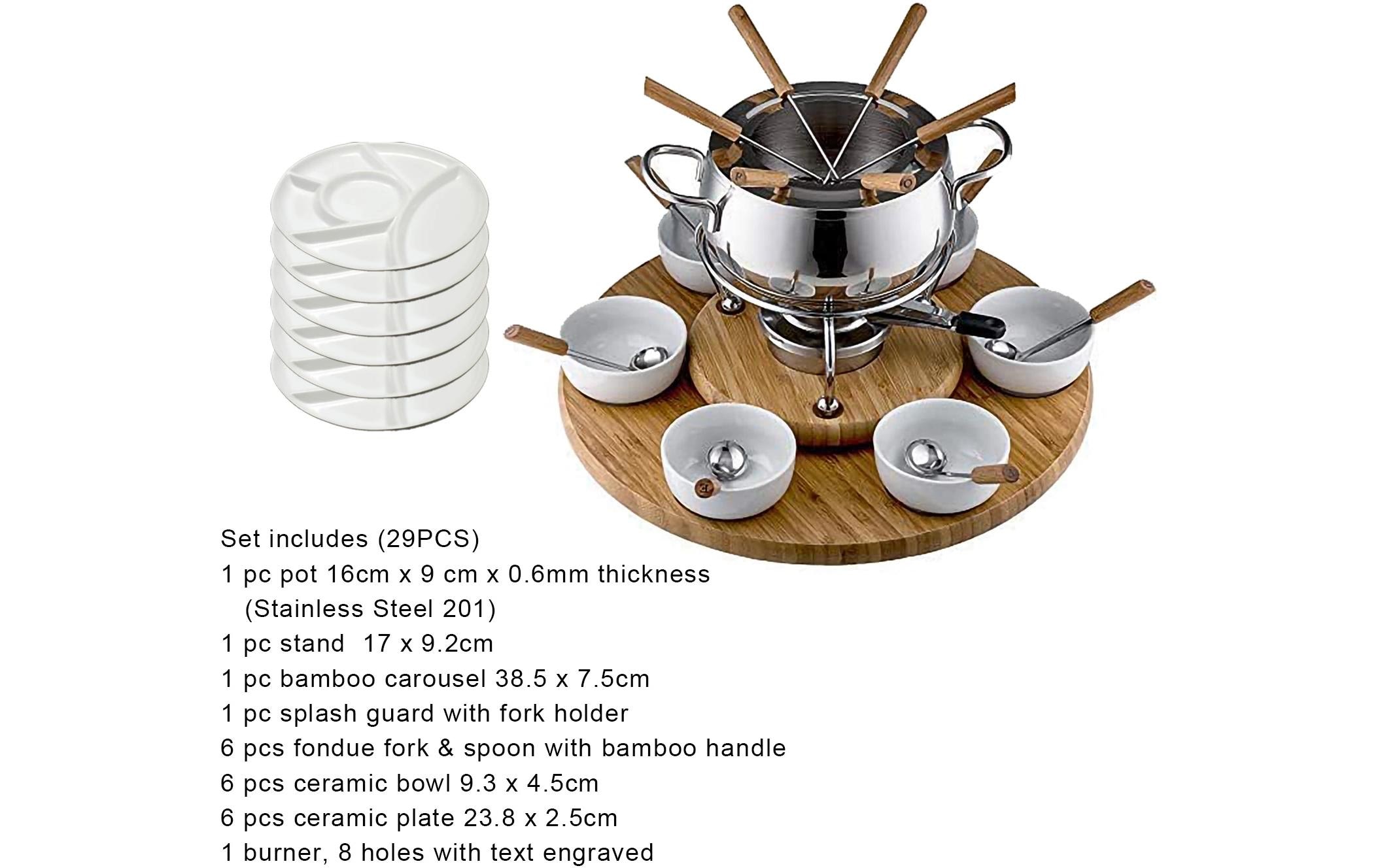 ohmex Fondue »OHM-FND-2229 29 Teile«, Holzart: Bambus (China)