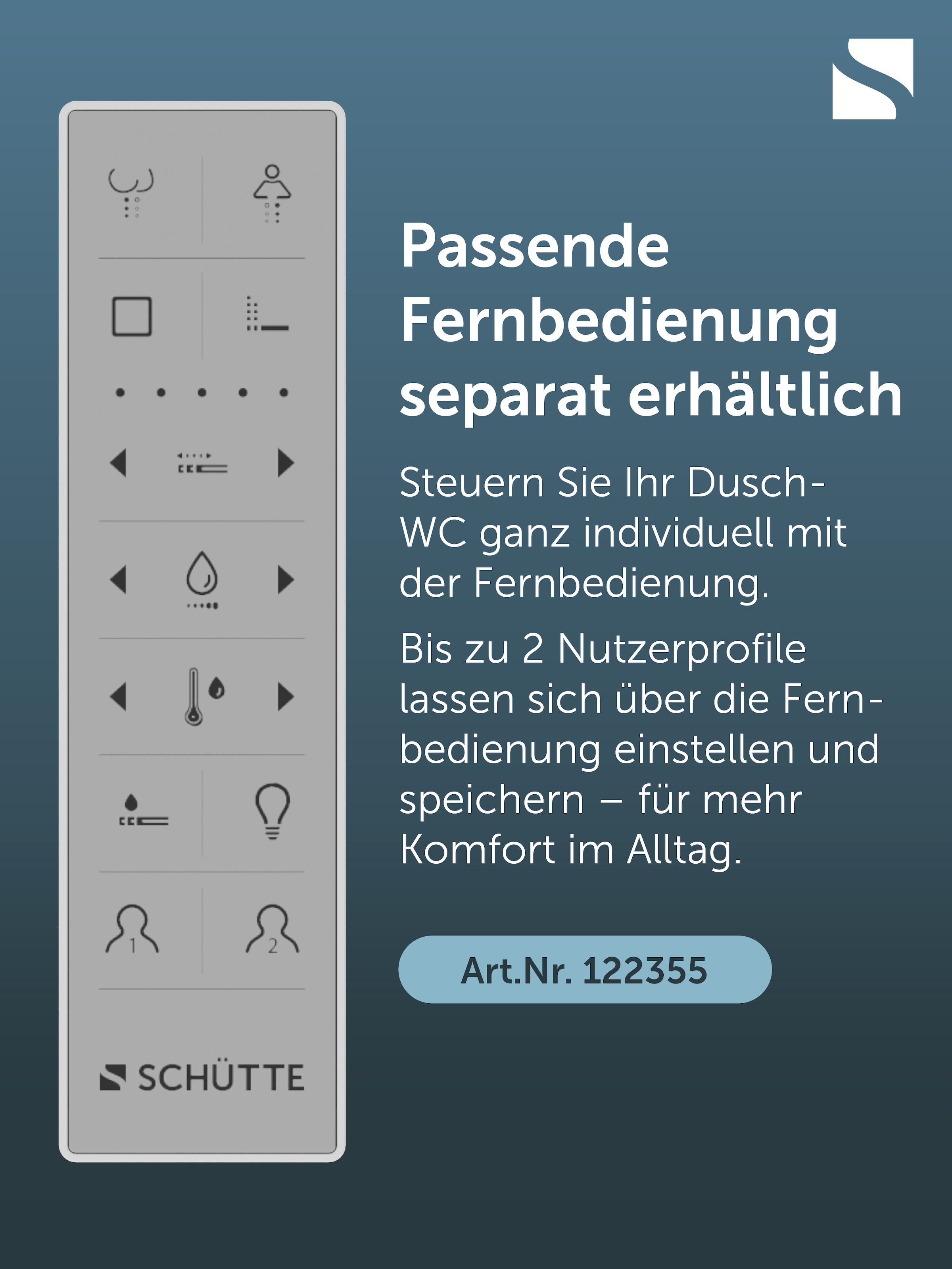 Schütte Dusch-WC Dusch-WC, Wandhängend, spülrandlos, Gesäss- & Ladydusche, LED