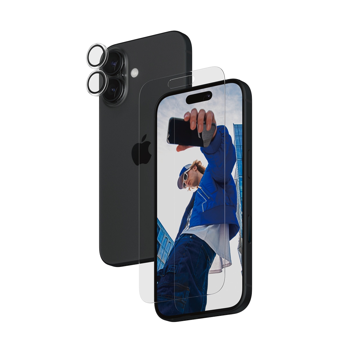 PanzerGlass Displayschutzglas »2-in-1 Protection, Glass, Lens Protector«, für Apple iPhone 16, Displayschutzfolie, Schutzfolie, Bildschirmschutz, kratz- & stossfest