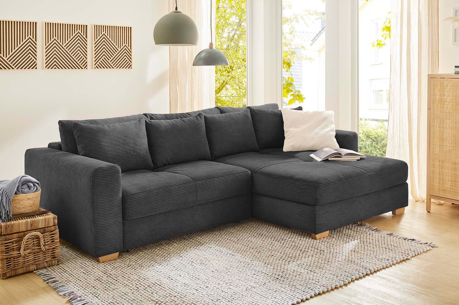 Image of Jockenhöfer Gruppe Ecksofa "Kampen L-Form, B: 288 cm" mit Bettfunktion, Bettkasten & Zierkissen, Federkern