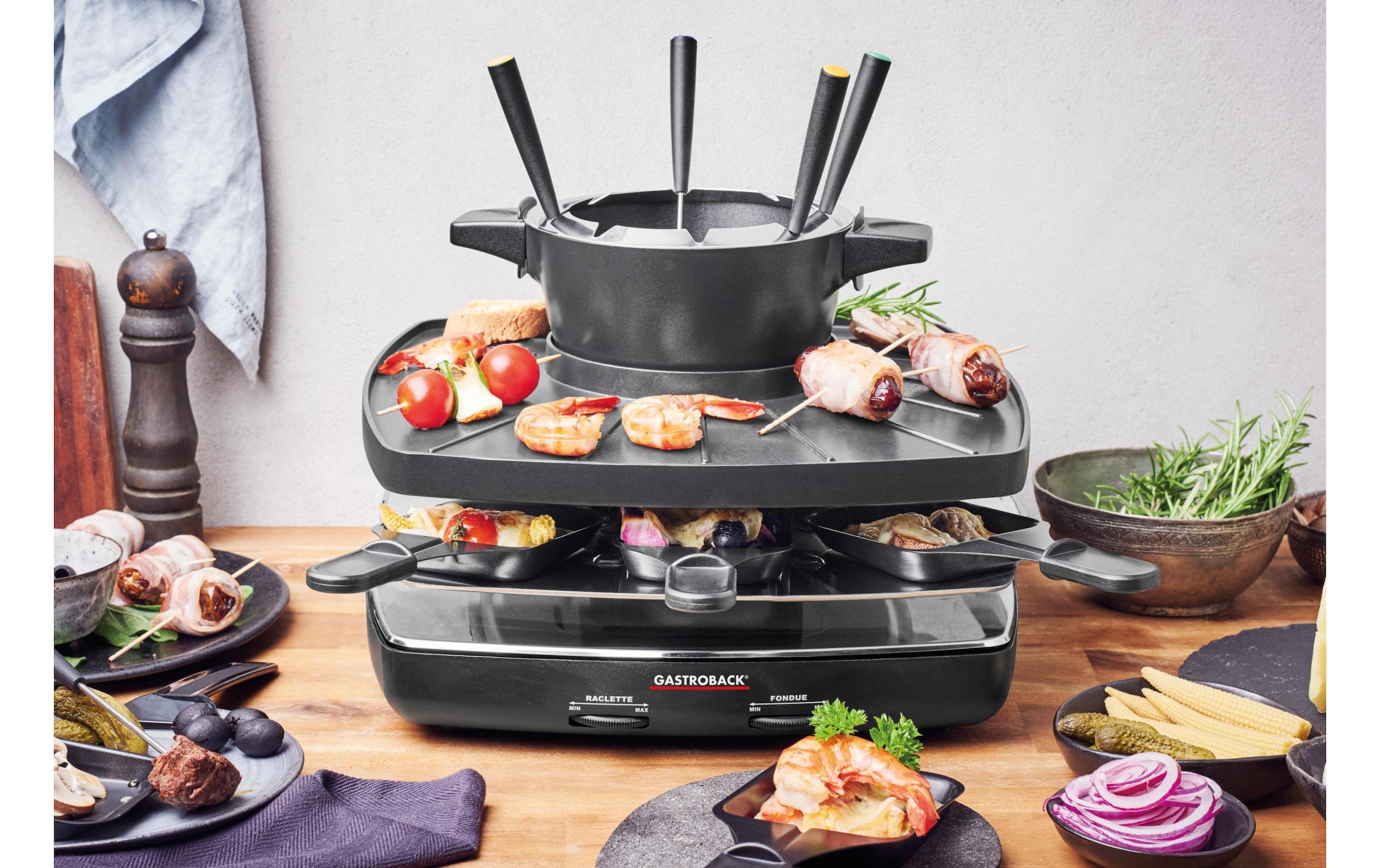 Gastroback Raclette und Fondue-Set »Kombination Raclette-Fondue Set 2 in 1«, 1200 W