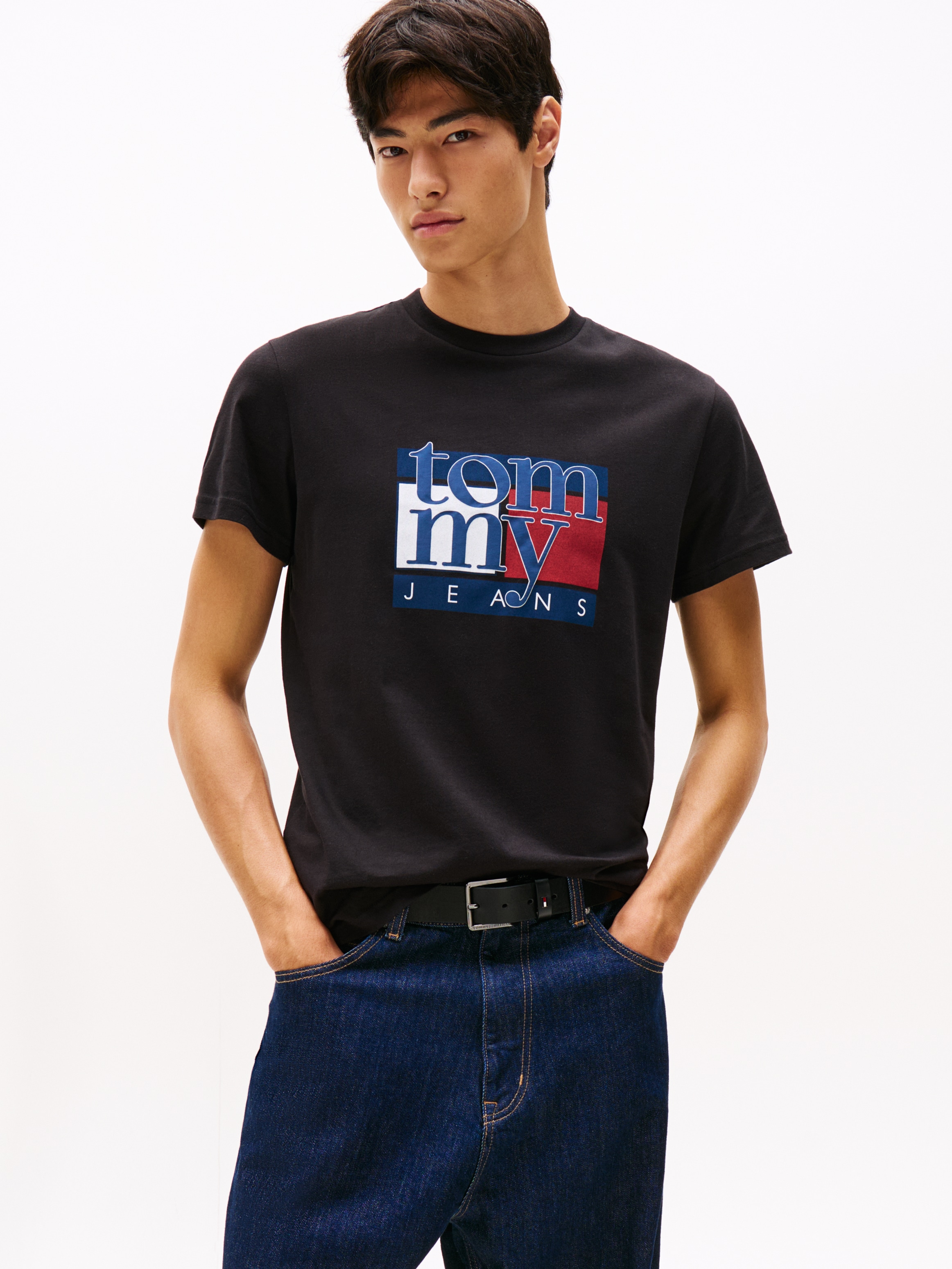Image of Tommy Jeans T-Shirt "TJM RWB FLAG TEE EXT" Slim fit, mit Rundhals