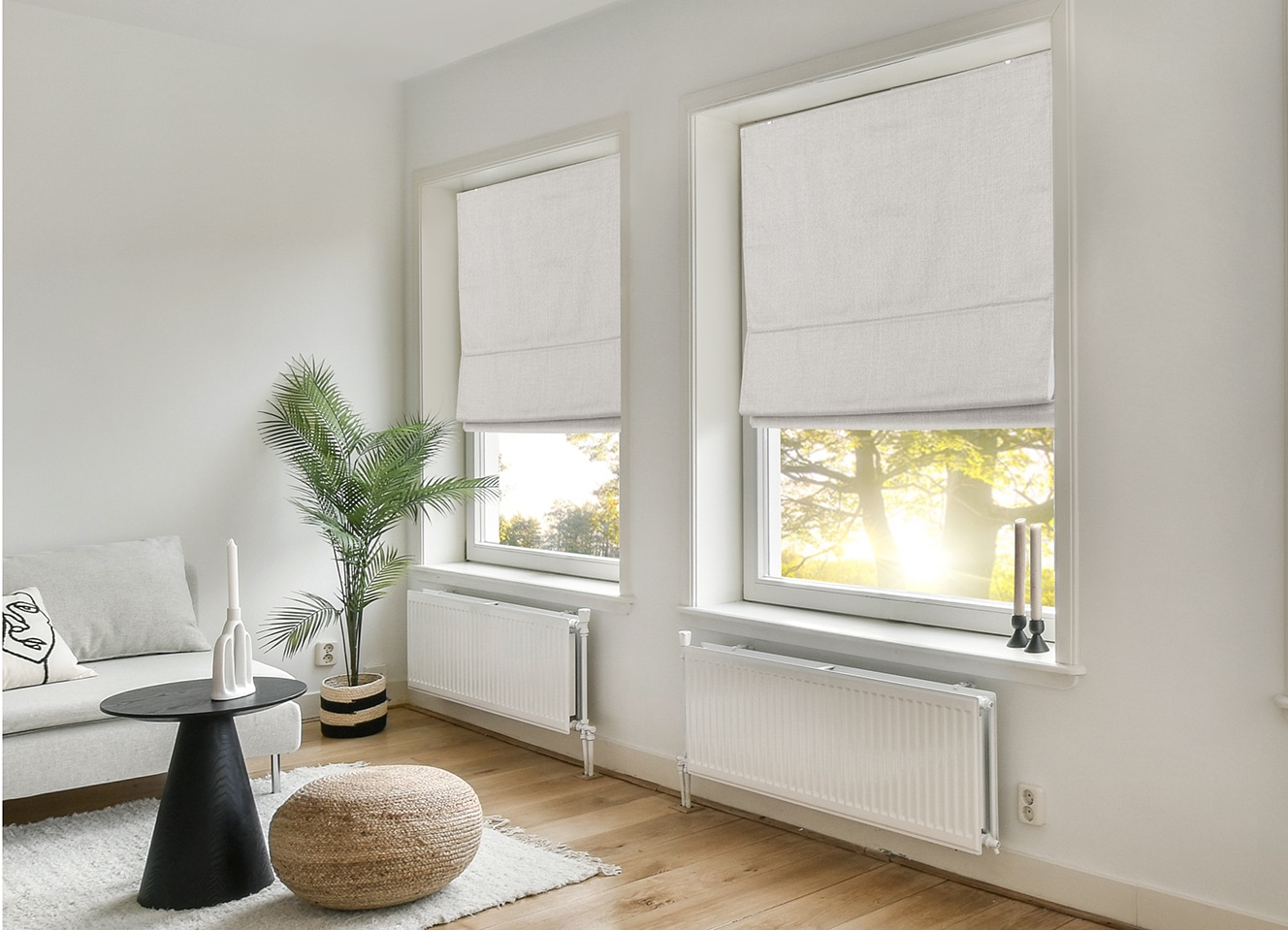 my home Store à enrouleur »RIOLA« verdunkelnd ohne Bohren freihängend Faltrollo in trendiger Leinenoptik, einfache Montage