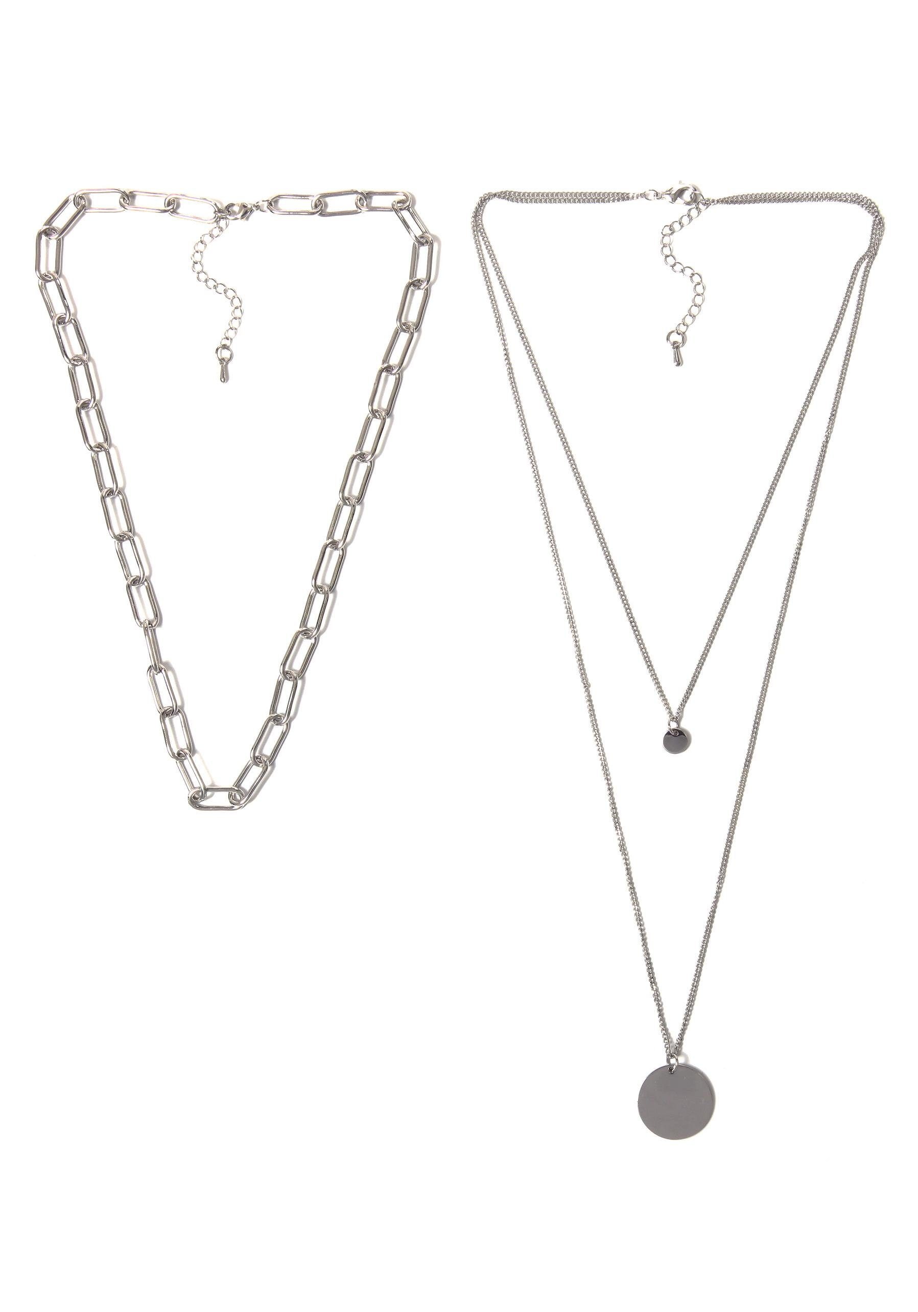 Image of J.Jayz Collier-Set »Layering Kette mit grosser Gliederkette, zweireihge Gliederkette mit runden Anhängern«, (Set, 2 tlg.) bei Ackermann Versand Schweiz