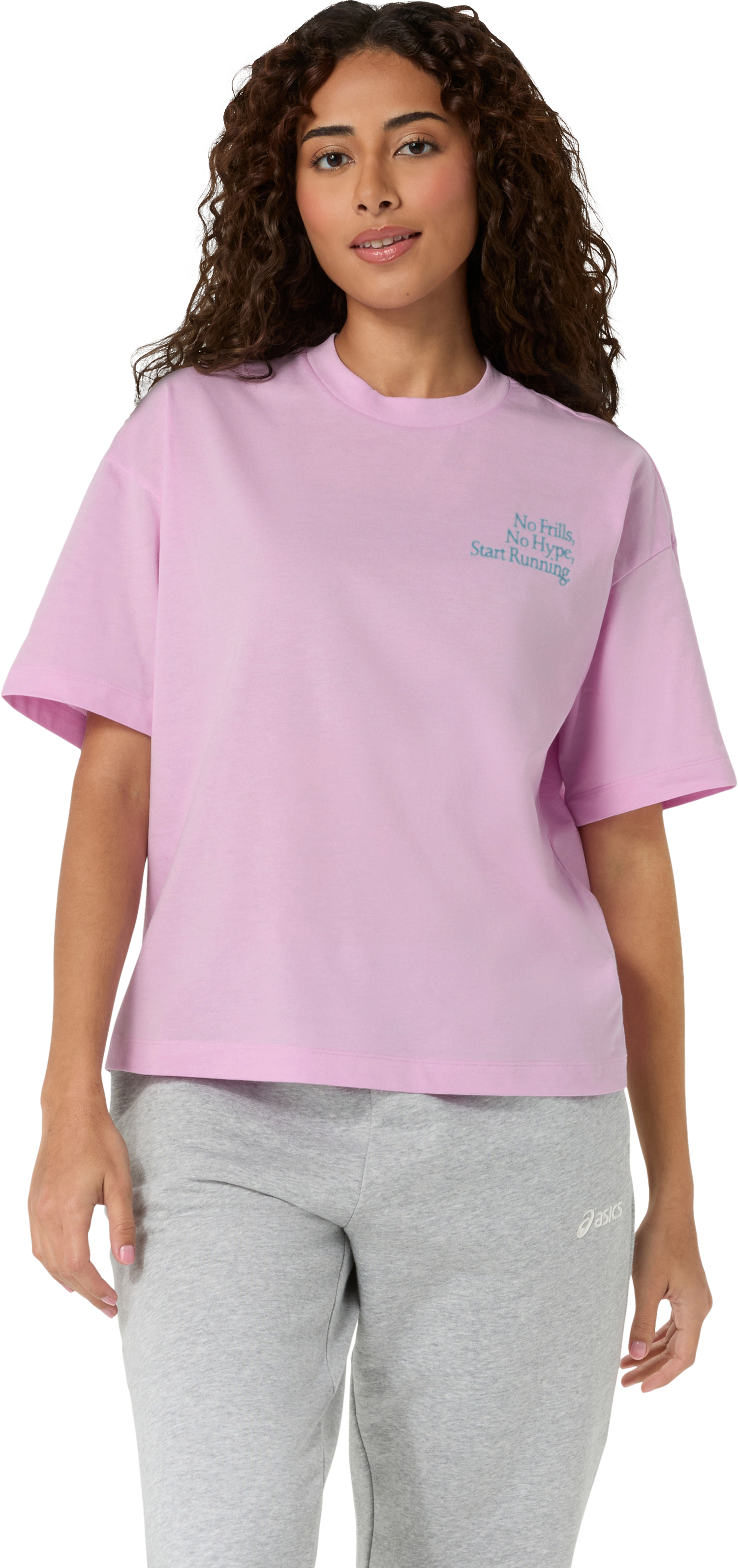 Image of Asics Laufshirt "RUNNER MESSAGE GRAPHIC RELAXED TEE" mit Start Running auf Vorder- und Rückseite