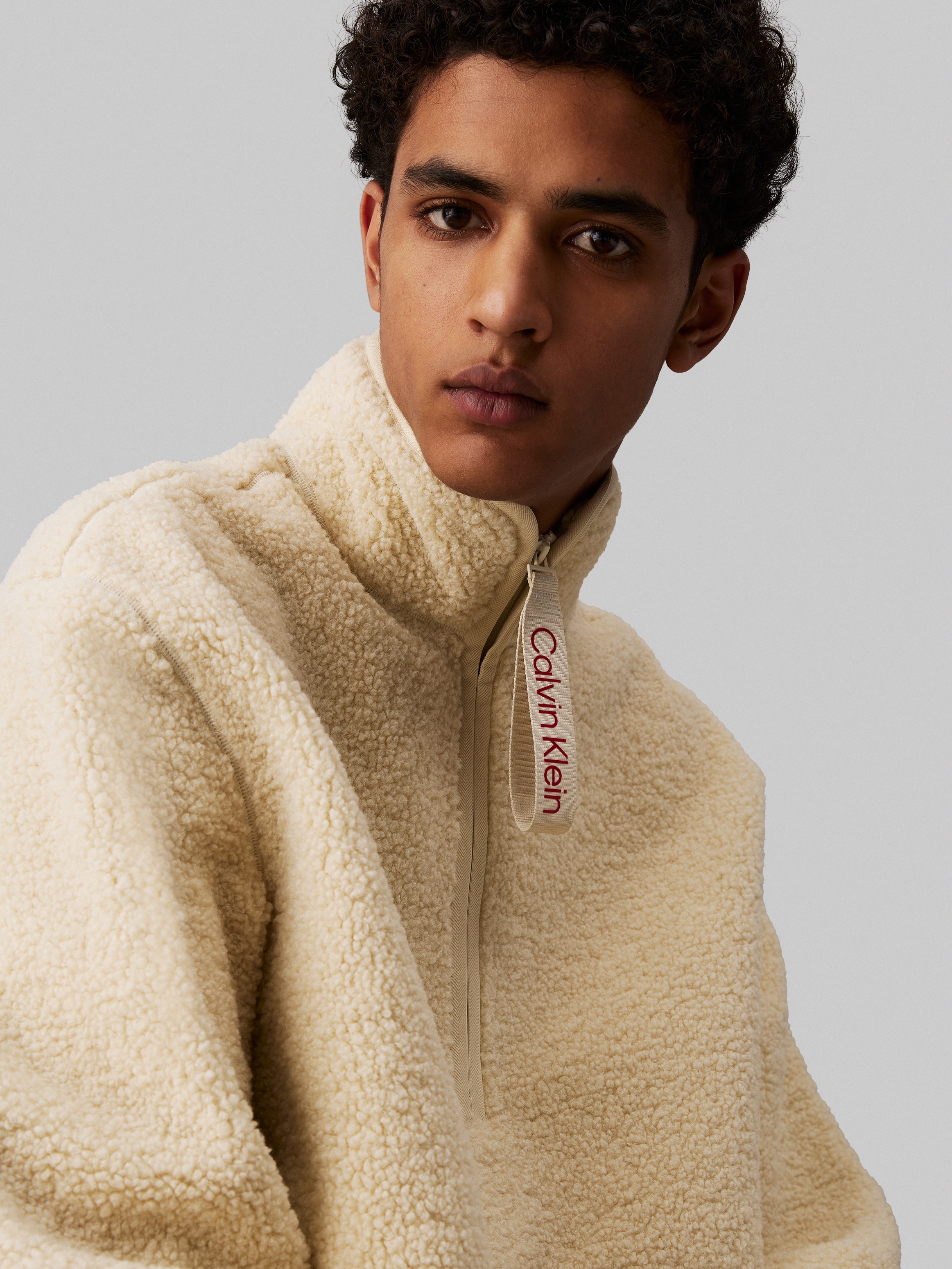 Calvin Klein Jeans Plüschjacke »HALF ZIP SHERPA« mit Logoschriftzug