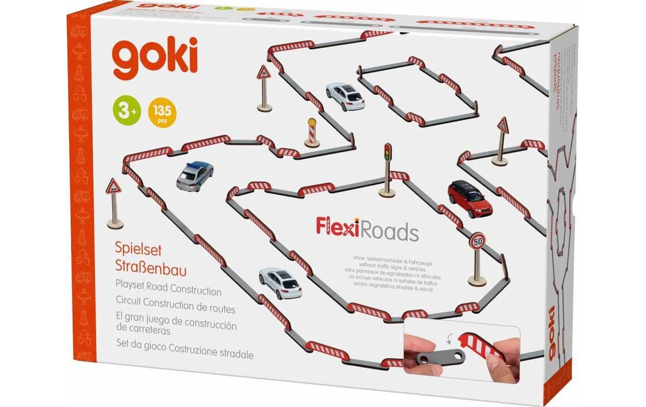 goki Spielfahrzeug-Erweiterung »Spielset Strassenbau FlexiRoads 80-teilig«