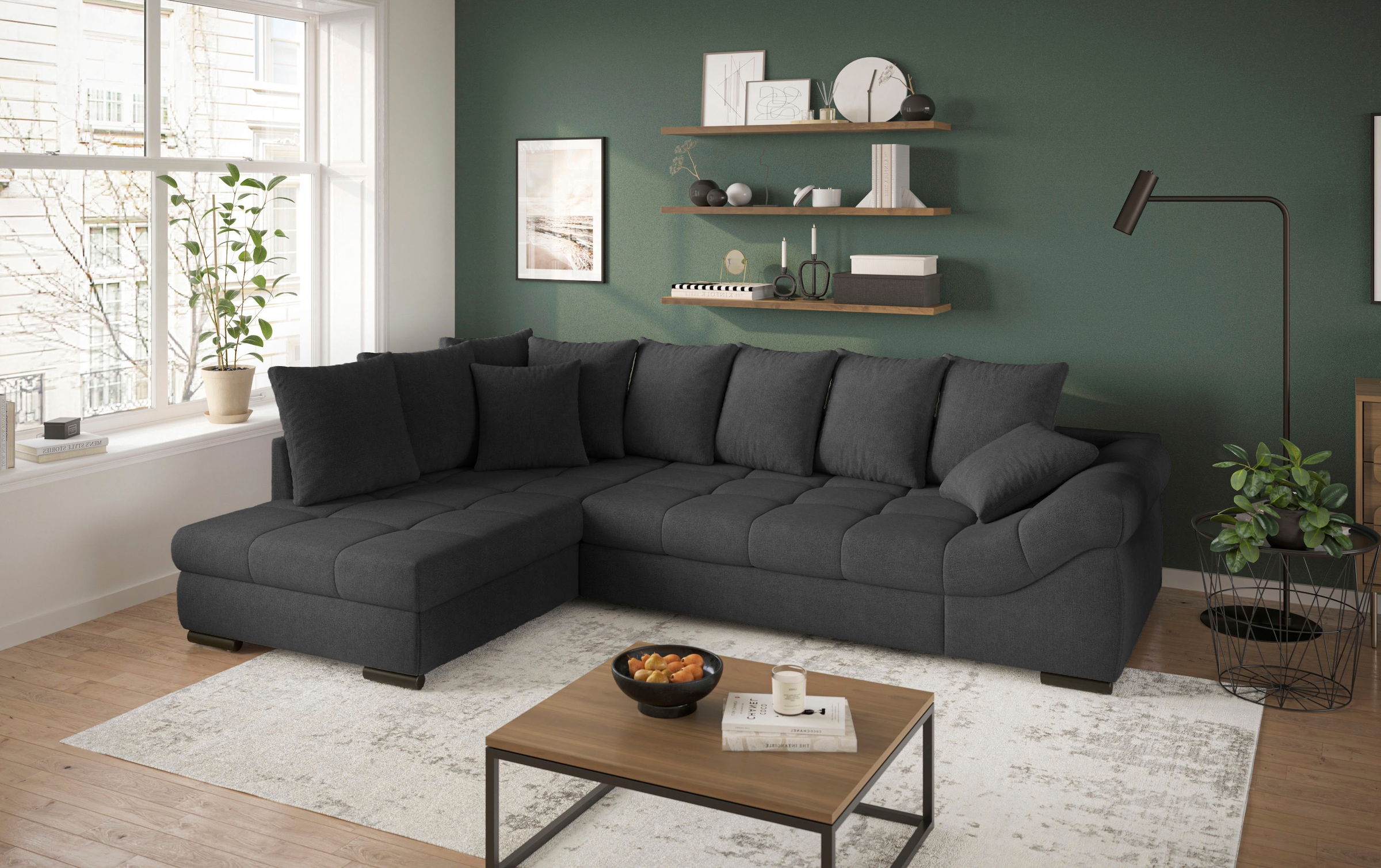 Mr. Couch Ecksofa »Pietro, L-Form, mit Bett, wahlweise mit Kaltschaum« mit Bett und wahlweise mit Kaltschaum