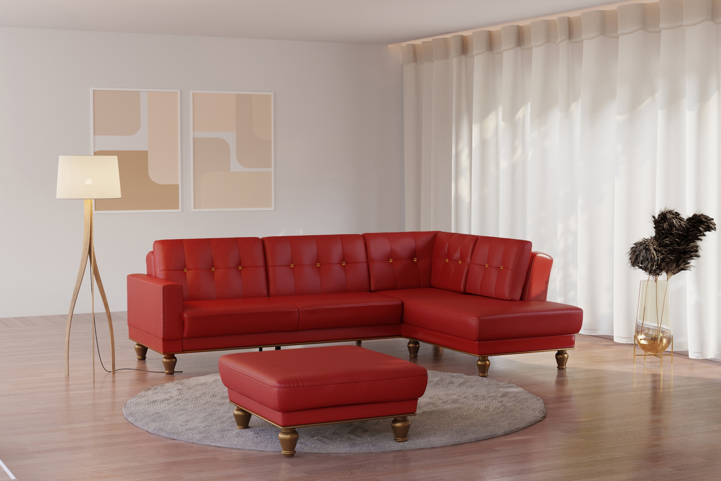 sit&more Tabouret rembourré »Orient 5« goldfarbene Füsse