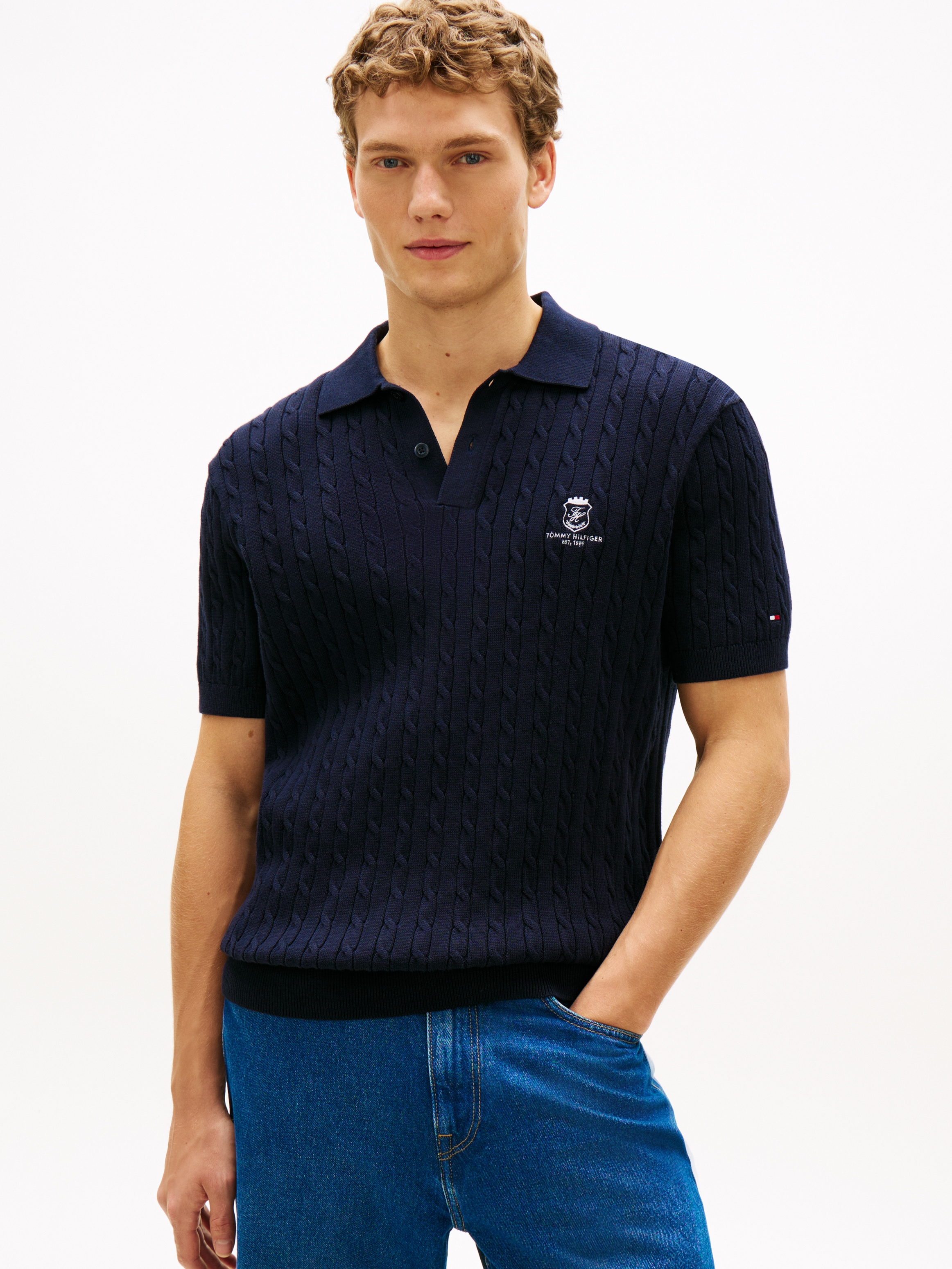 Image of Tommy Hilfiger Poloshirt "CABLE SHORT SLEEVE POLO" regular fit, Zopfmuster