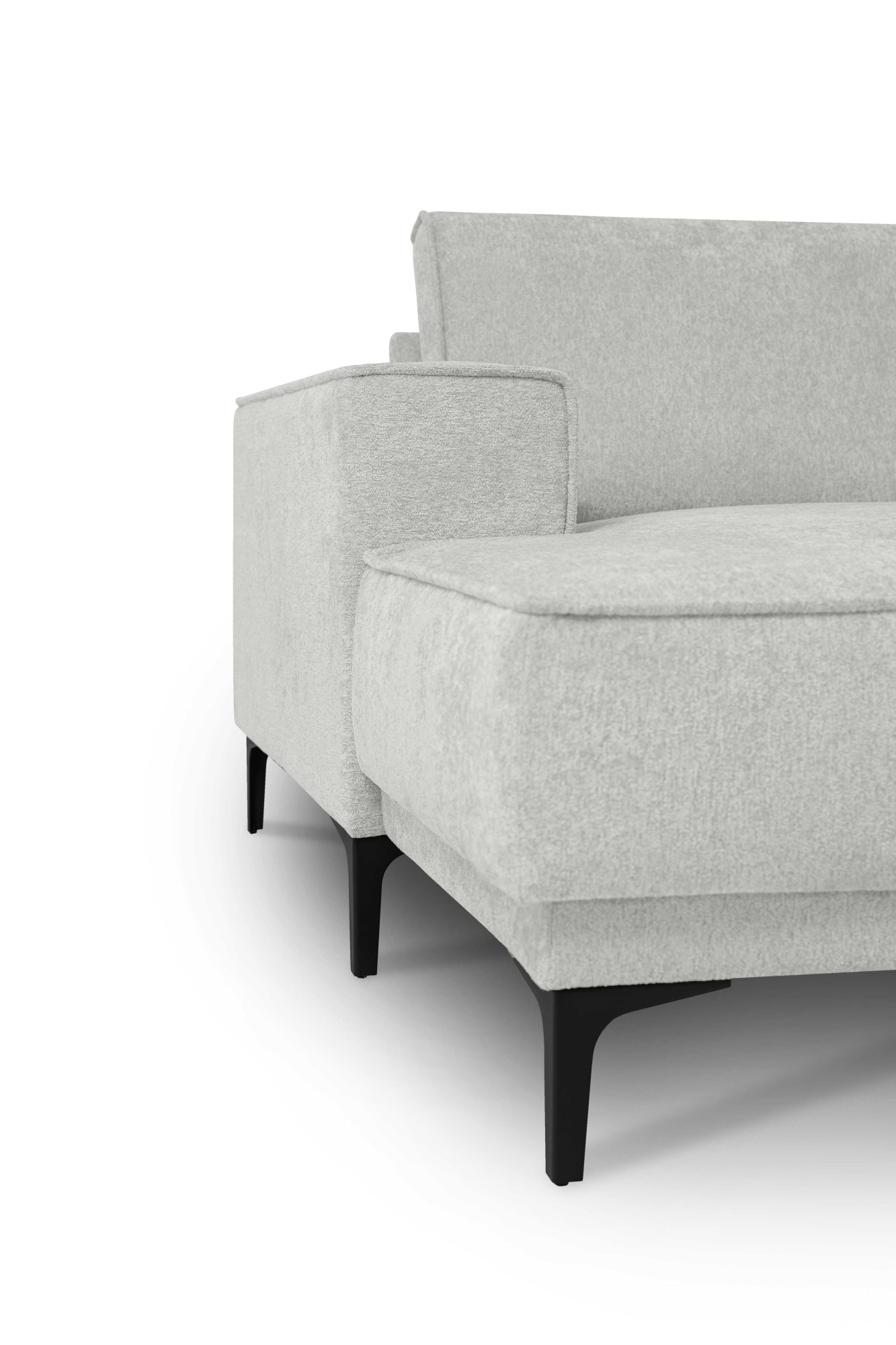 Places of Style Wohnlandschaft »XXL Sofa Oland, Struktur, Flachgewebe, Luxus-Microfaser, Boucle«, U-Form, 342 cm, Wellenunterfederung, Skandi-Design, Metallfüsse