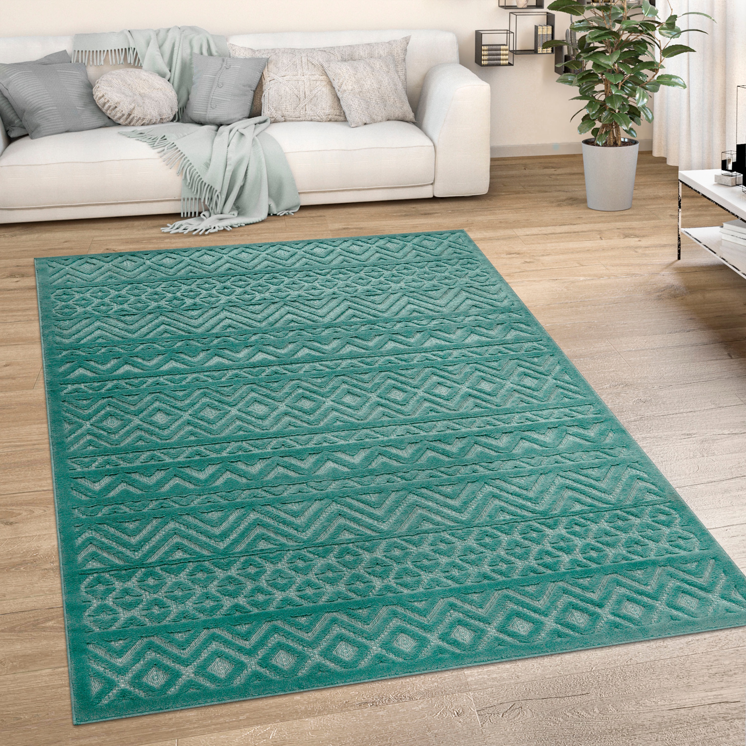 Home Teppich Hoch-Tief Effekt, Uni-Farben, Rauten rechteckig, »Livorno Outdoor Paco 673«, Muster, geeignet Scandi, kaufen