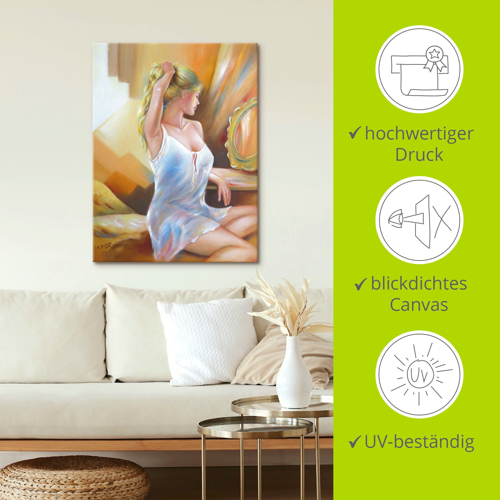 Artland Wandbild »Sexy Frau am Spiegel«, Erotische Bilder, (1 St.), als Leinwandbild, Poster in verschied. Grössen