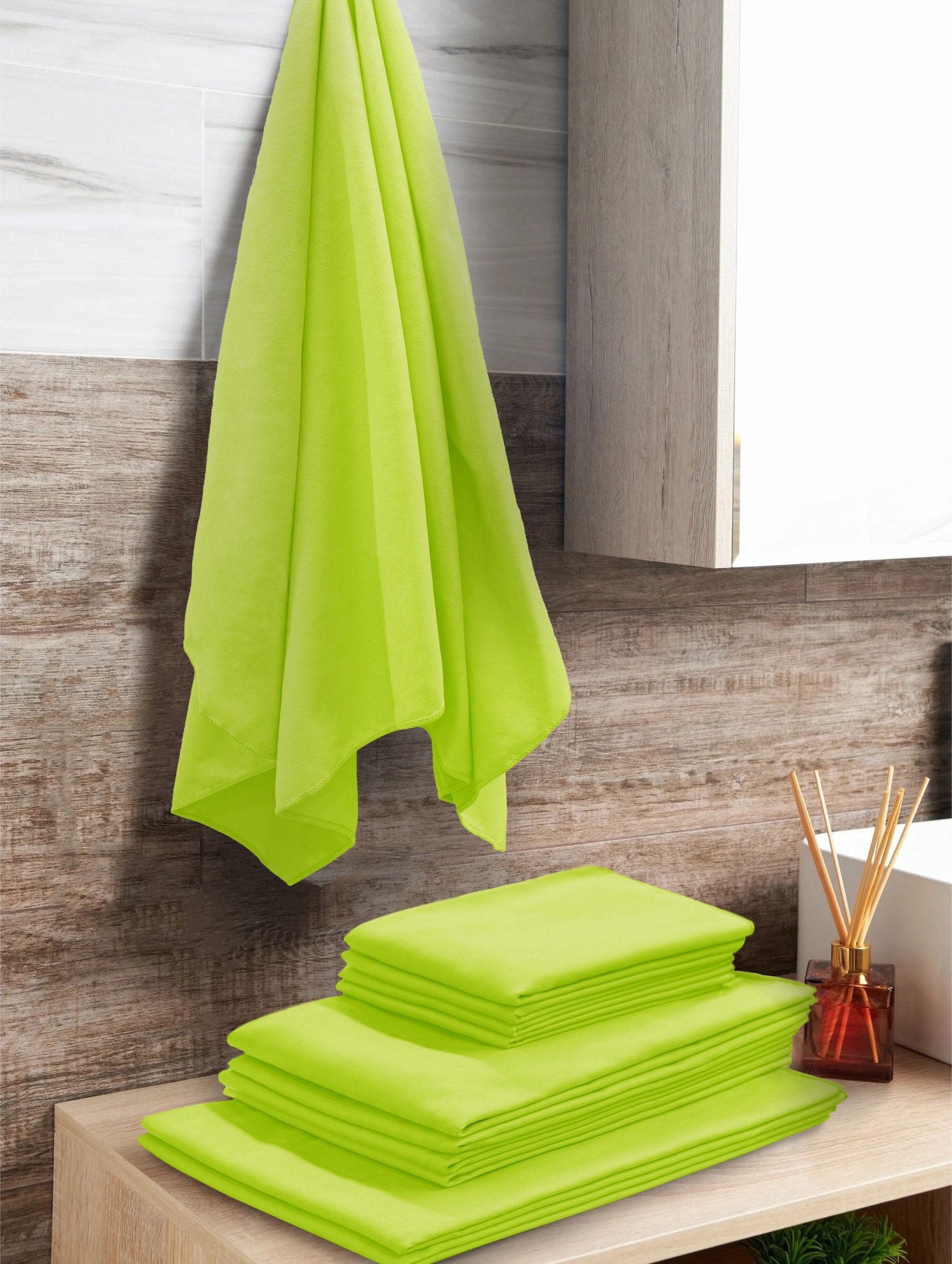 my home Handtücher »Xavi, 4 Teile, ideal als Sporthandtuch, Reisehandtuch, Strandtuch«, (Set, 4 St., 4x), diverse Grössen, sehr leicht, kompakt, schnelltrocknend, Mikrofaser