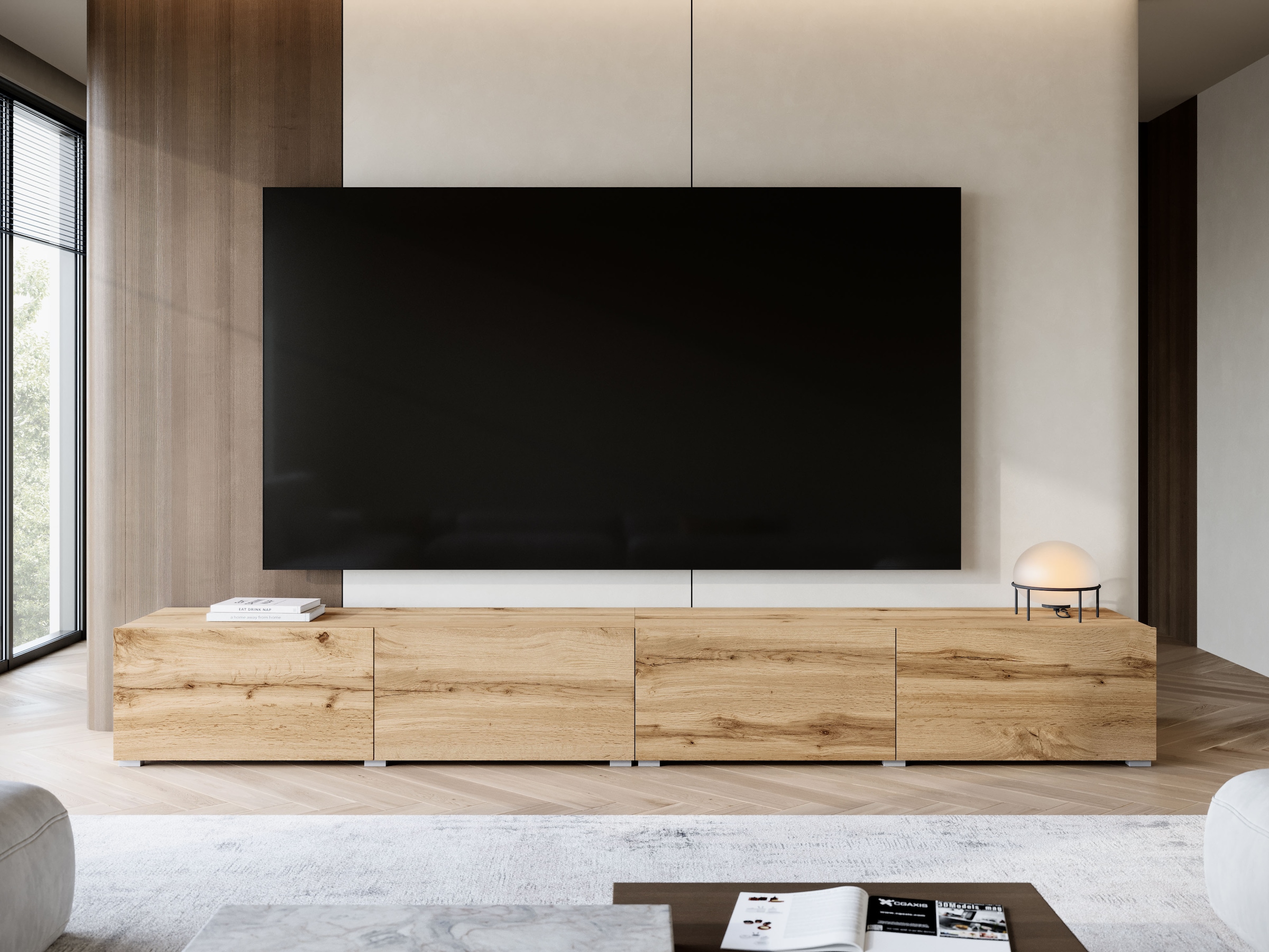 GOODproduct Table basse »Denver Erlebe die Weltmeisterschaft im XXL-Format« Elegantes TV-Möbel 300 cm, speziell für bis zu 98-Zoll Fernseher