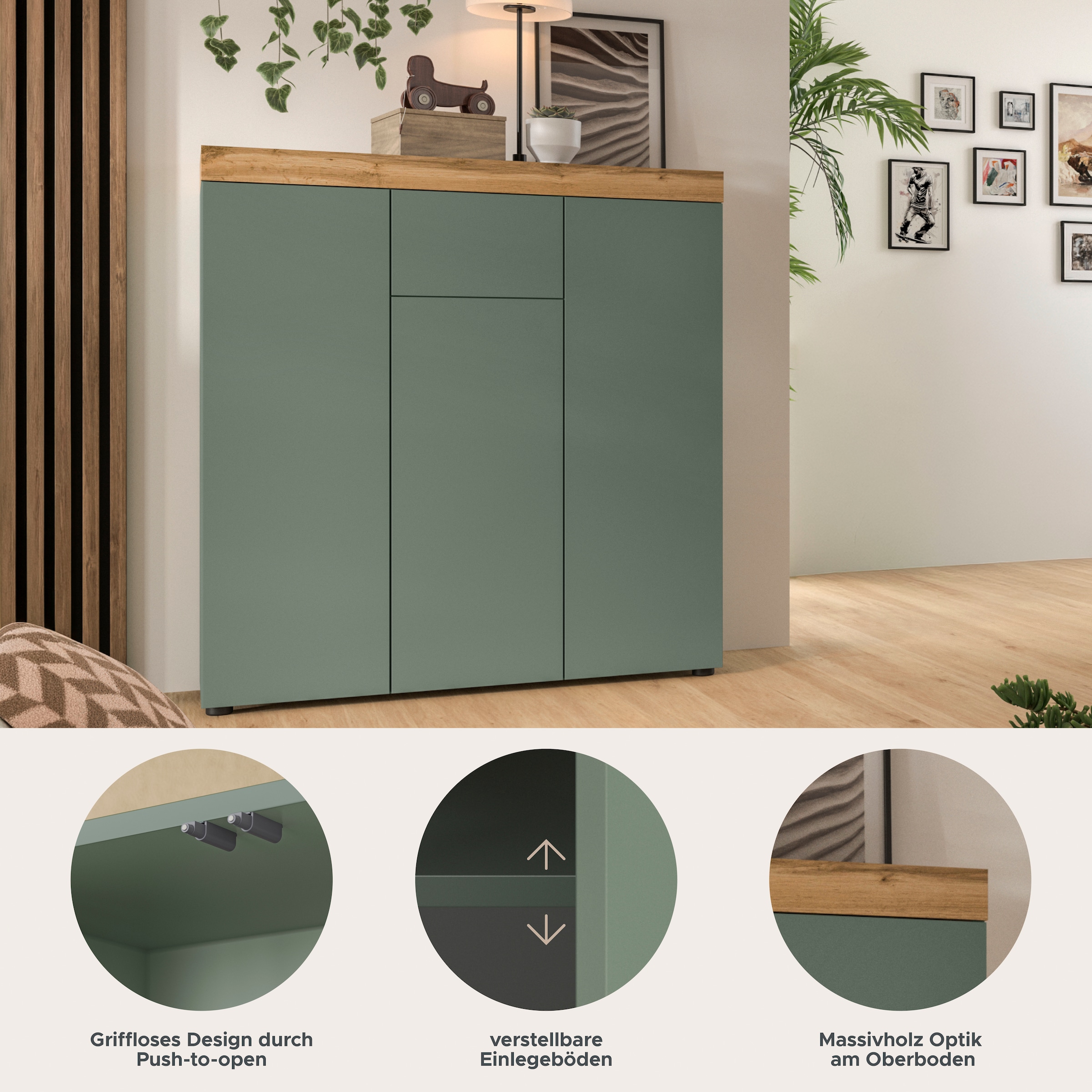 GOODproduct Buffet haut »MAMBO, TOPSELLER!, Höhe 115 cm, in verschiedenen Farben erhältlich« 2 farbige Ausführung, in verschiedenen Farben erhältlich, 1 cuis tlg. Kommode, Sideboard, Wohnzimmer, Schlafzimmer