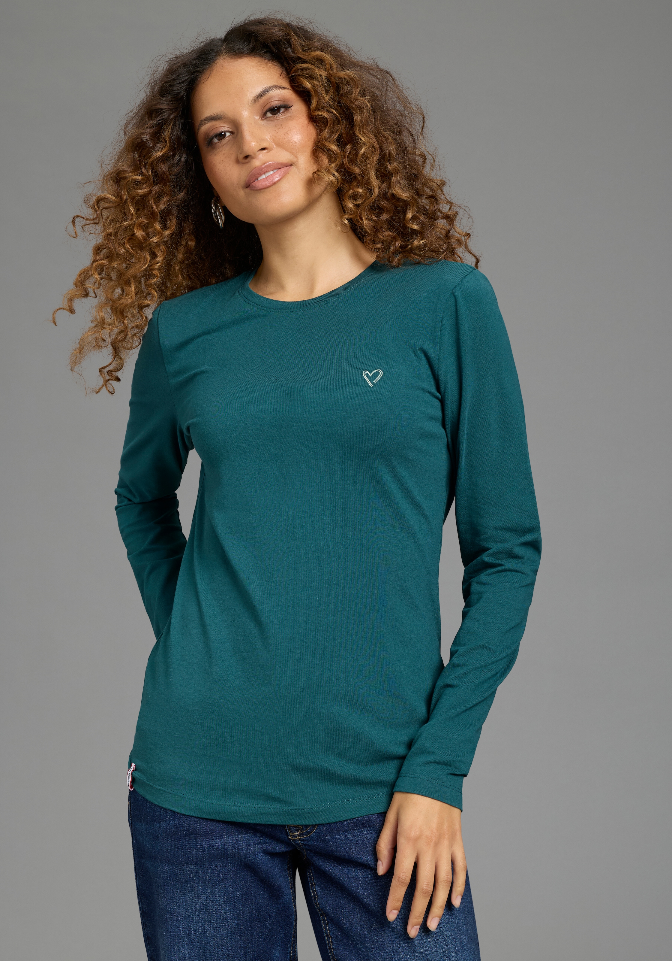 KangaROOS T-shirt à manches longues pack de 2,  avec col rond, coupe ajustée