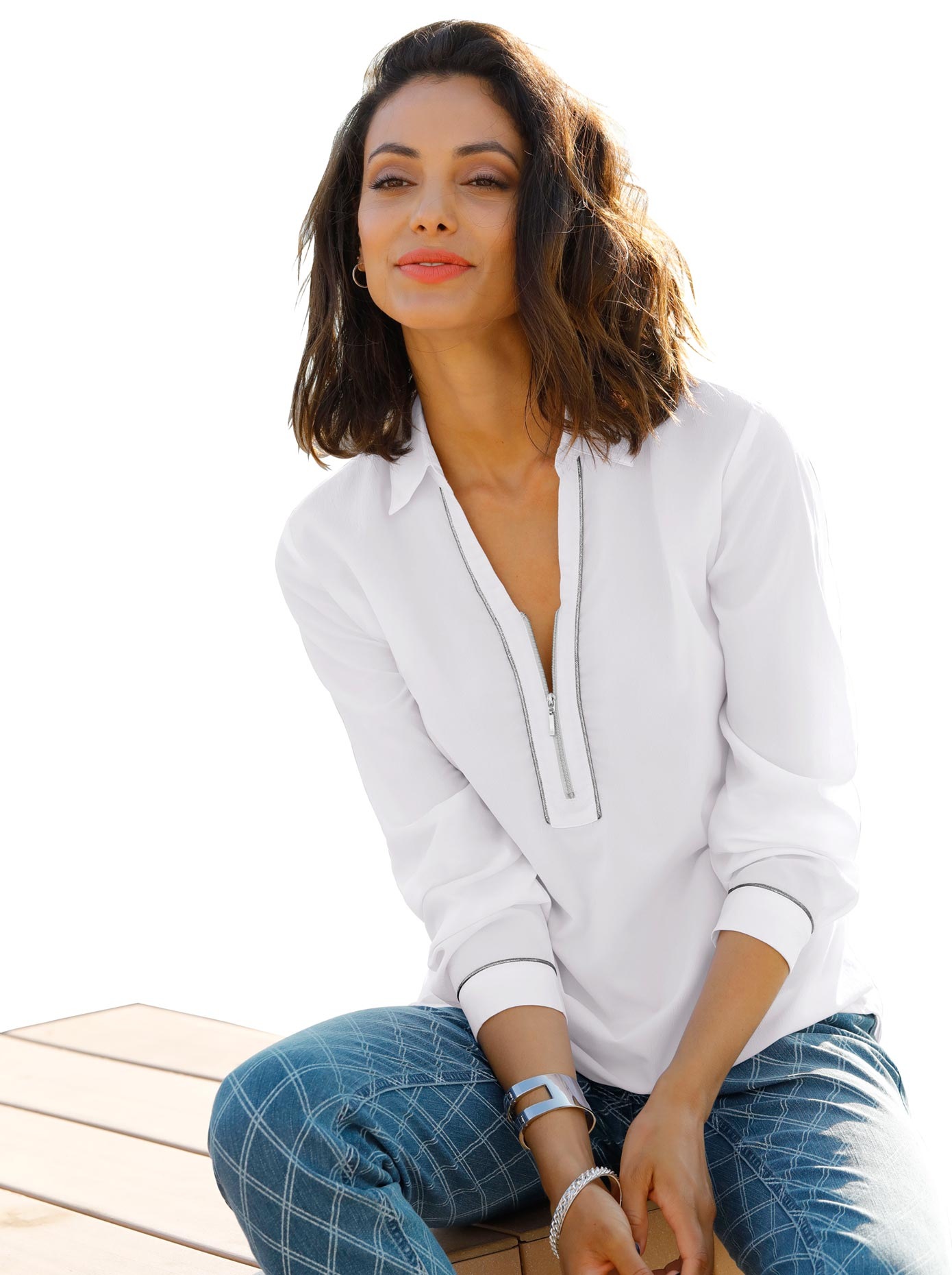 Bluse in pflegeleichter, trageangenehmer Crêpe-Qualität