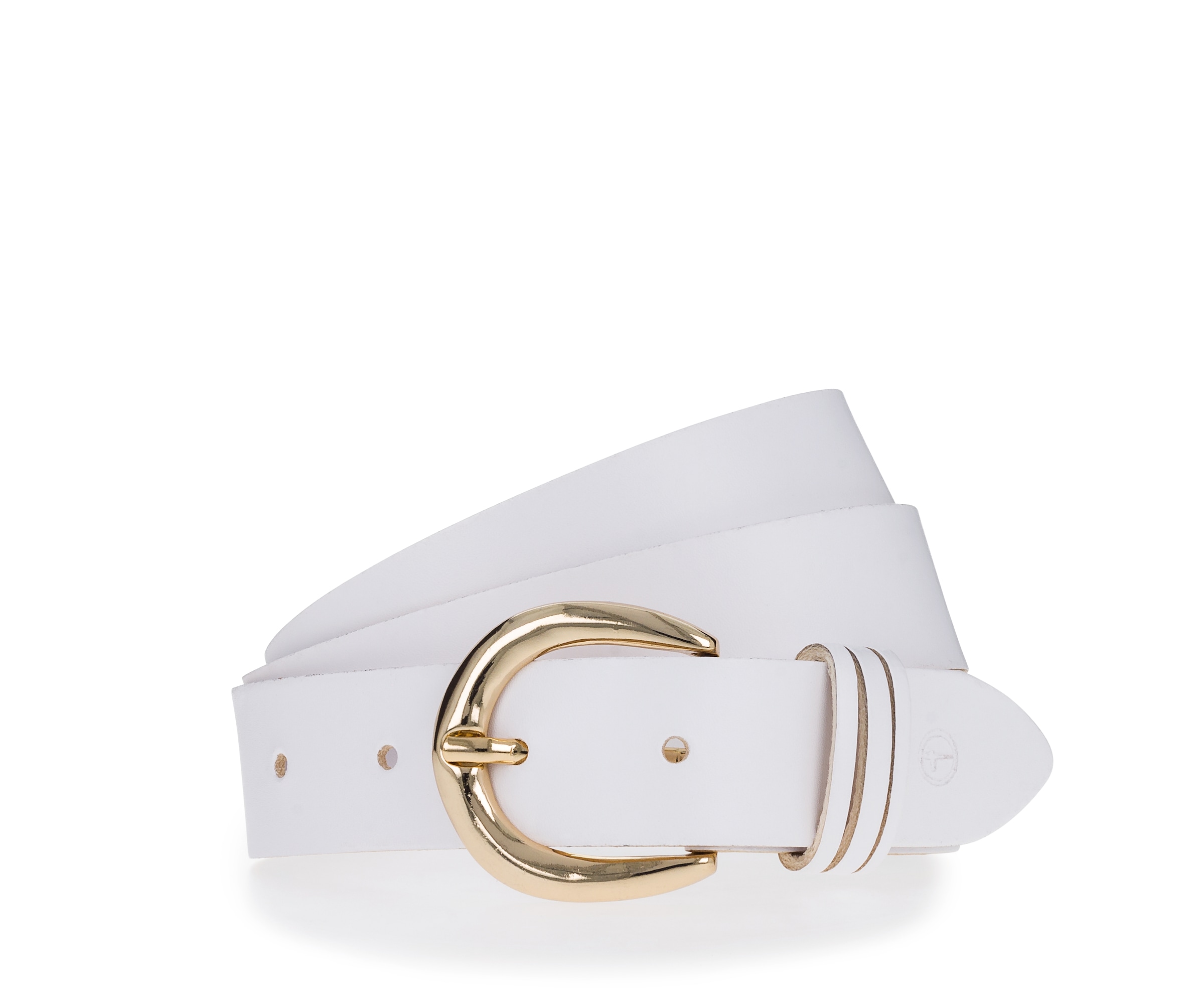 Tamaris Ceinture en cuir »"Clara Gold"« 3cm breit, schlichte Dornschnalle in Gold, dezentes Markenlogo
