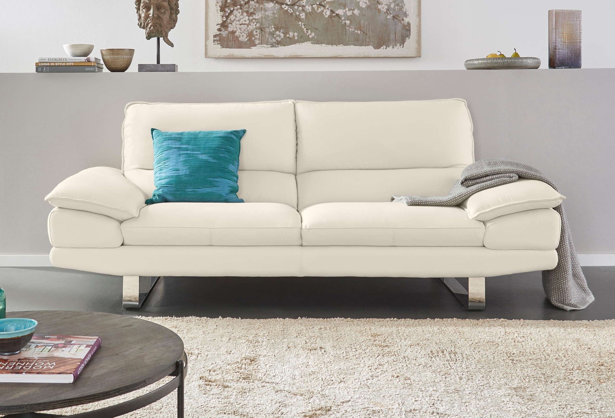 Image of CALIA ITALIA 3-Sitzer "Dave, Sitzkomfort der Extraklasse, tolle Details" Designsofa auf Kufenfuss, in zwei Lederqualitäten