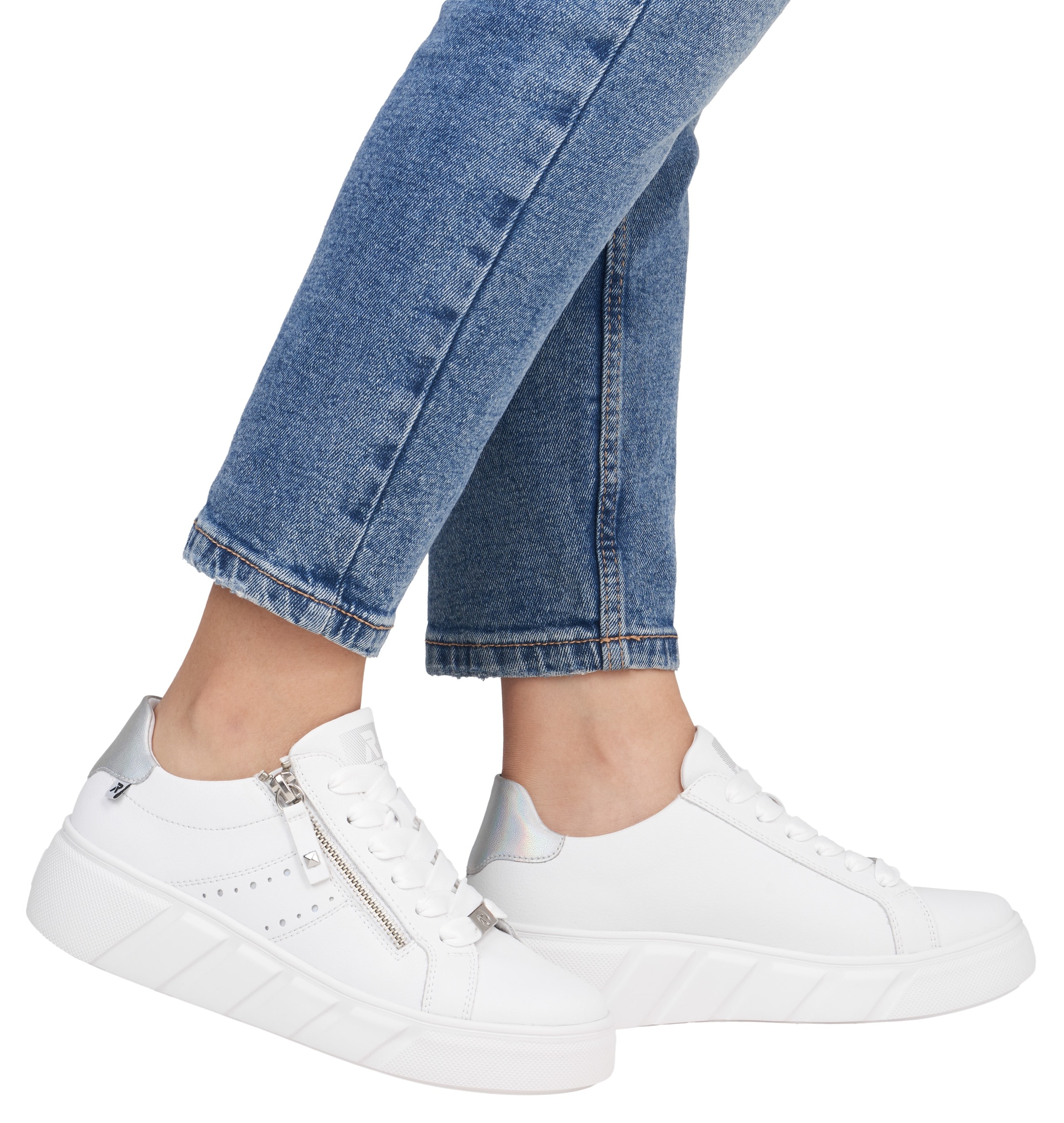 RIEKER Sport Baskets à plateforme  , Freizeitschuh, Halbschuh, Schnürschuh mit seitlicher Perforation