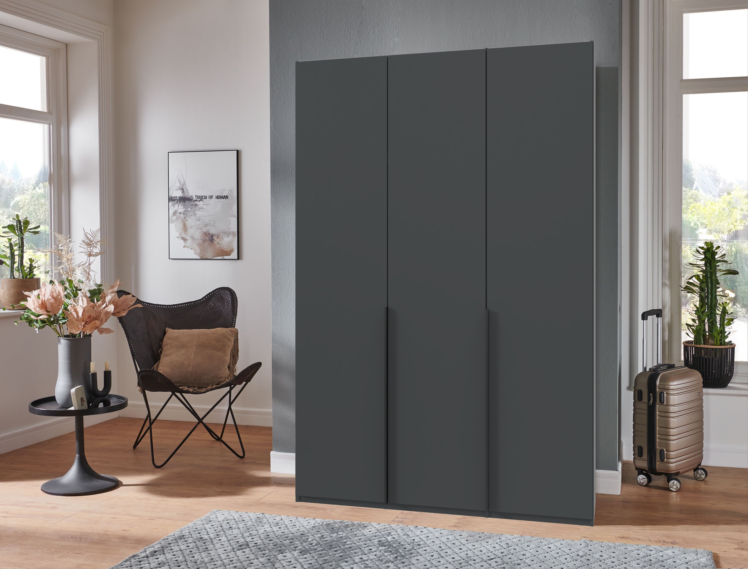 Wimex Kleiderschrank »Mugano,in 8 Breiten,3 Höhen,2 Tiefen, viele Farben, Made in Germany«, (in Basic oder Premium Ausstattung mit 2 weiteren Einlegeböden), mit langen oder kurzen Griffen aus Metall, mit oder ohne Spiegel
