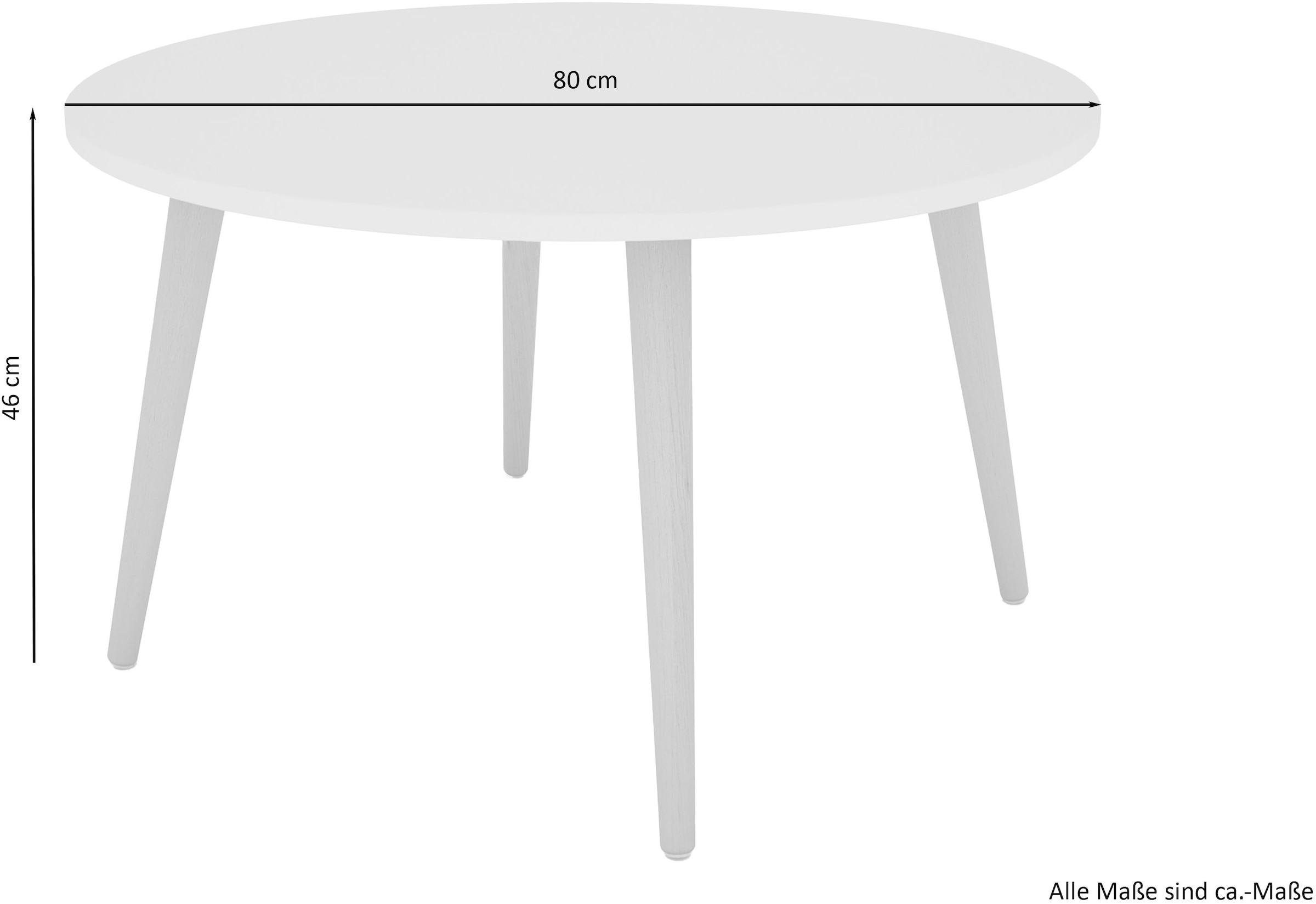 byLIVING Couchtisch »LASSE« Tischplatte weiss, Gestell Buche natur, Breite: 80 cm