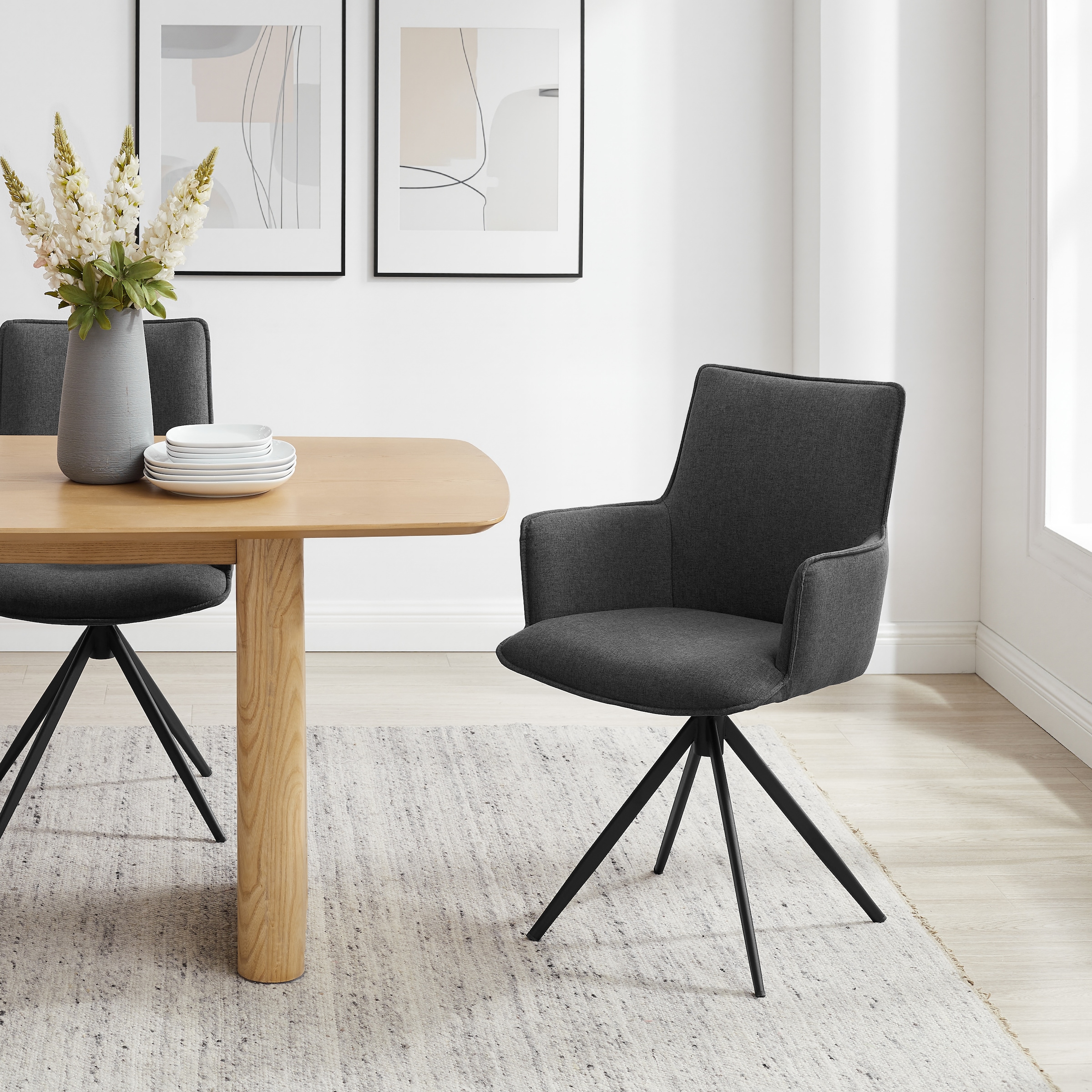 GOODproduct Drehstuhl »Amoreve« (Set) 2 Stk.hochwertiger Strukturstoff, ergonomisches Design, Metallgestell