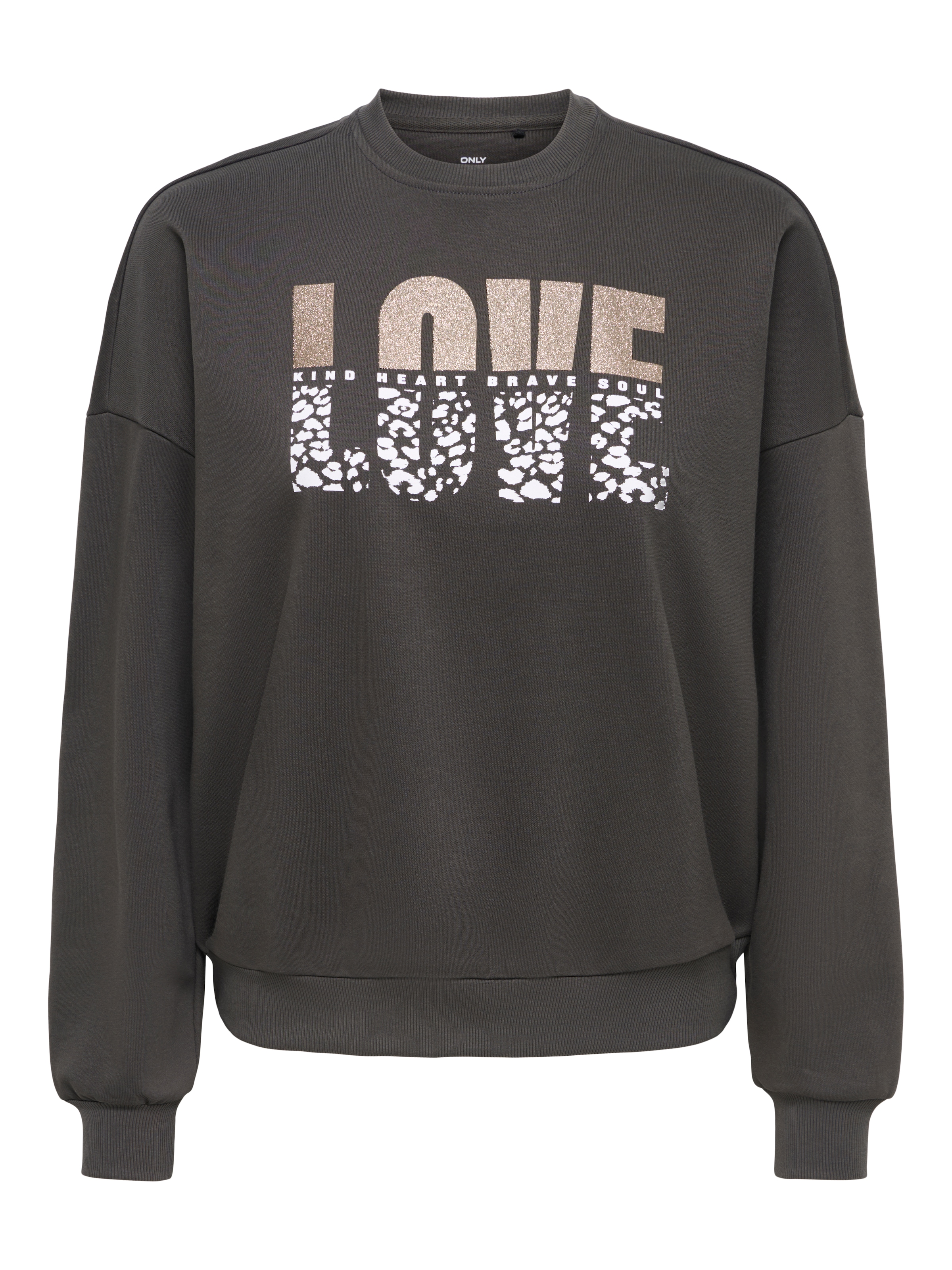 ONLY Sweat-shirt »ONLTAMMIE L/S LEO PRINT O-NECK SWT«, mélange coton, coupe régulière
