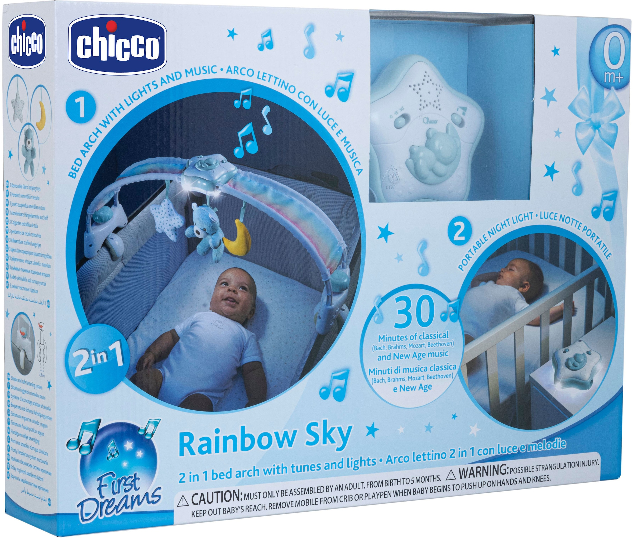 Chicco Spielbogen »Regenbogen-Spielbogen für Kinderbett 2 In 1«, mit Licht und Melodien, Blau