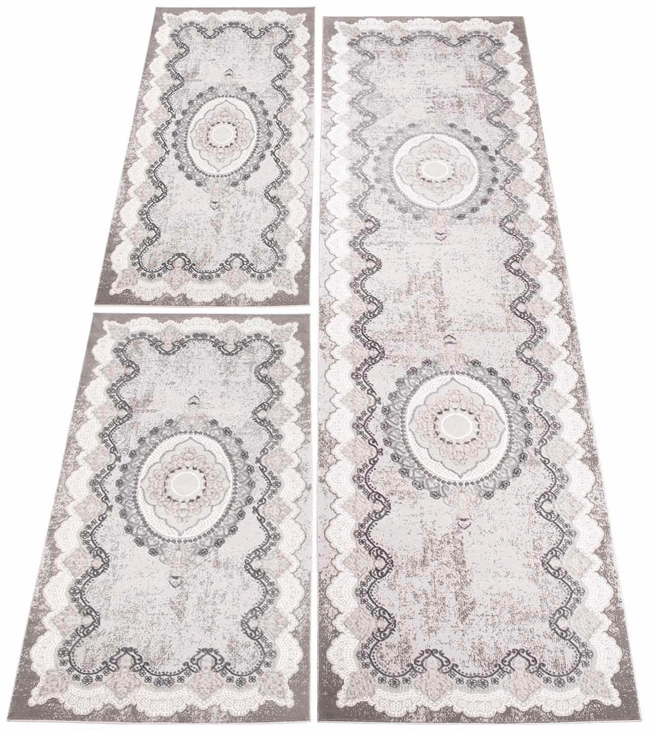 Image of Carpet City Bettumrandung »Platin 7742«, (3 tlg.), Bettvorleger, Ornamente, Glänzend durch Polyester, Läufer-Set für Schlafzimmer bei Ackermann Versand Schweiz