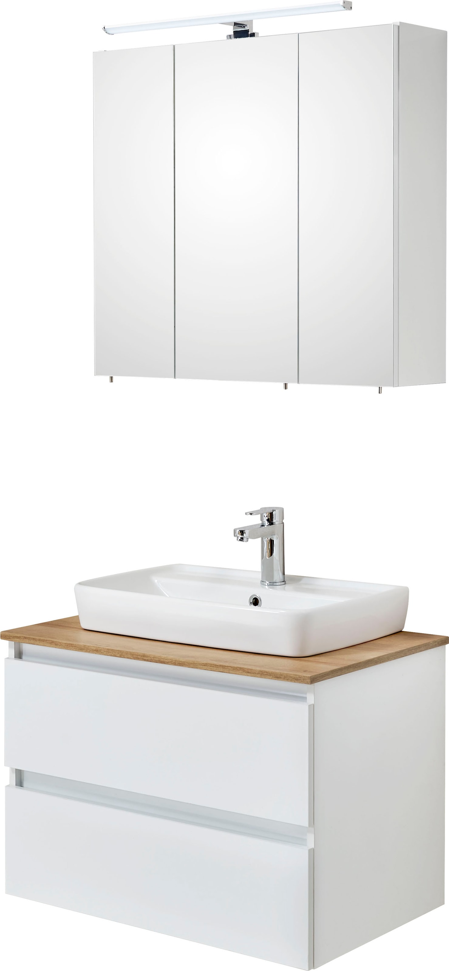 Image of Saphir Badmöbel-Set "Quickset 360 2-teilig, Keramik-Aufsatzbecken mit LED-Spiegelschrank" 2 Stk. tlg.
