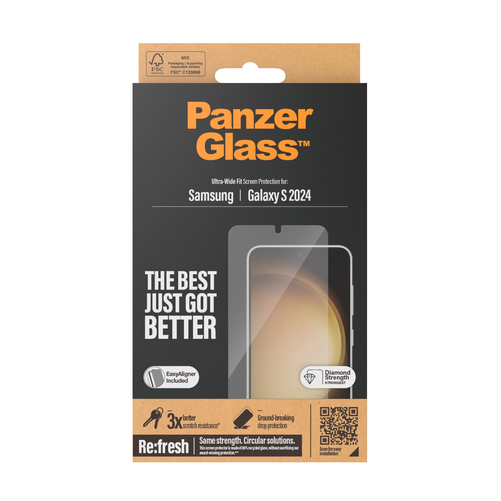 PanzerGlass Displayschutzglas »Ultra Wide Fit Screen Protector«, für Samsung Galaxy S24, Displayschutzfolie, stossfest, kratzbeständig