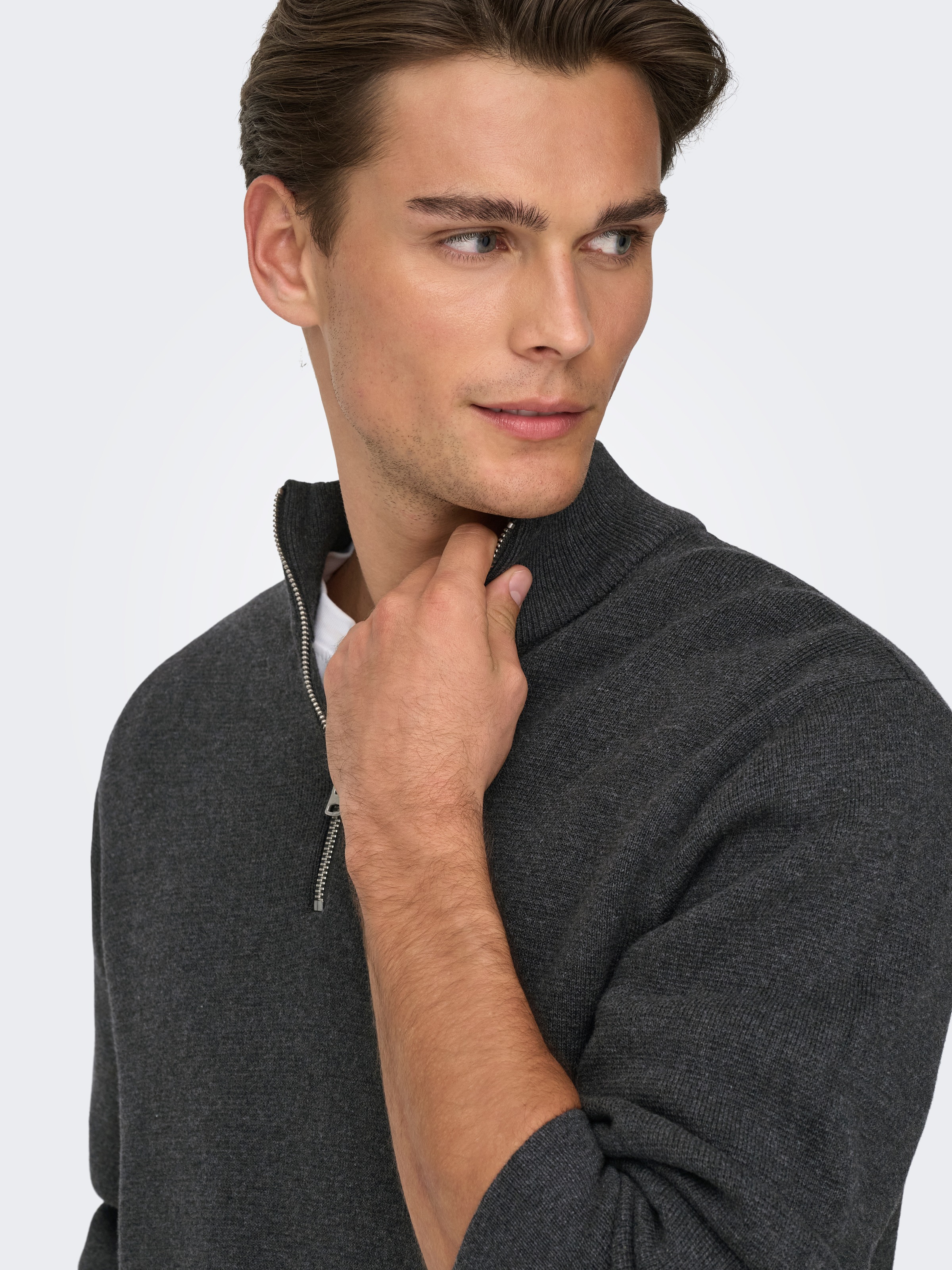 ONLY & SONS Troyer »ONSTING LIFE REG HALF ZIP KNIT NOOS« Baumwolle, regular fit