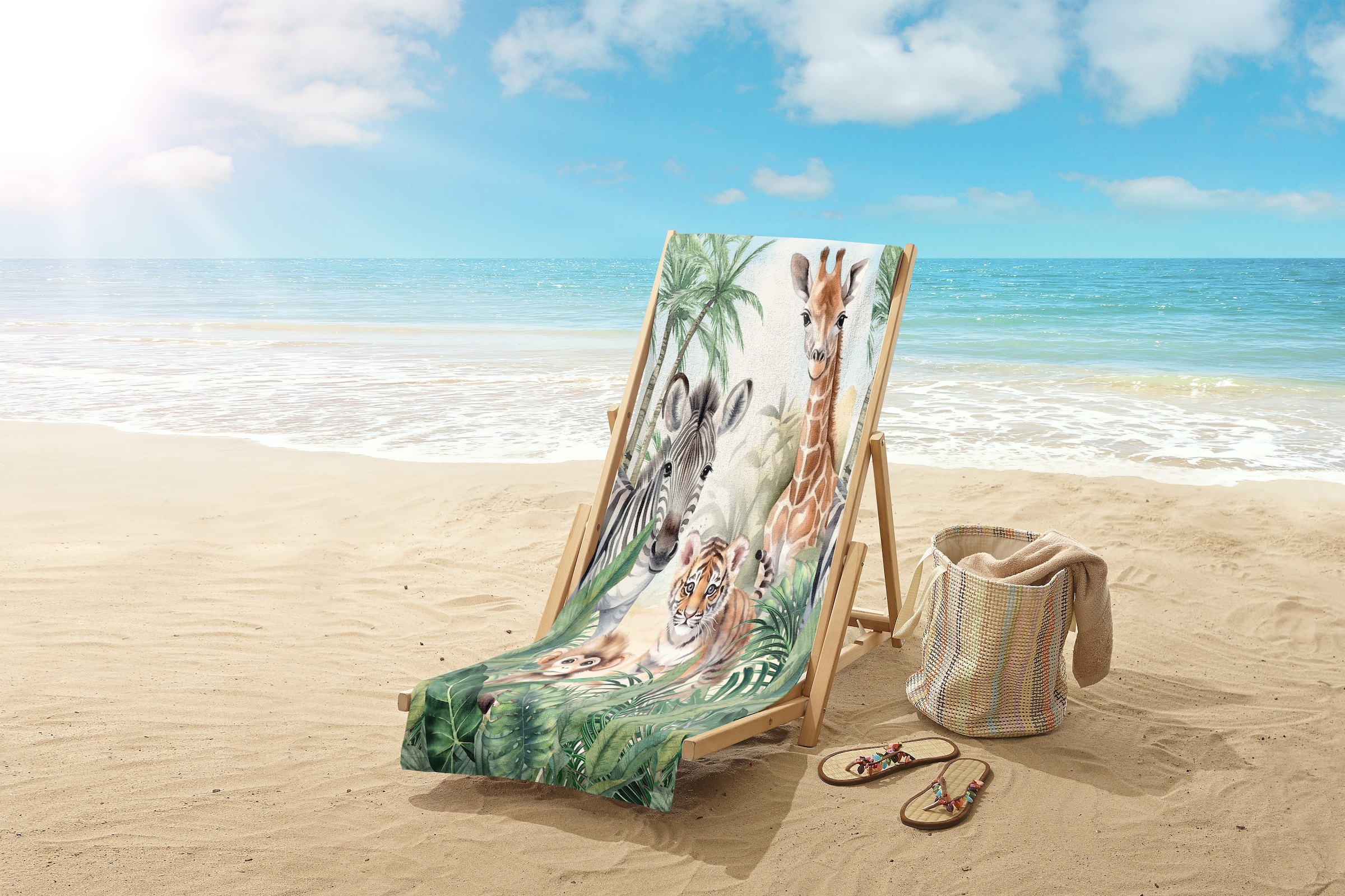 good morning Serviette de plage »Thabo« Kinder Strandtuch, Mikrofaser, Velours, saugfähig, weich, leicht, bunt