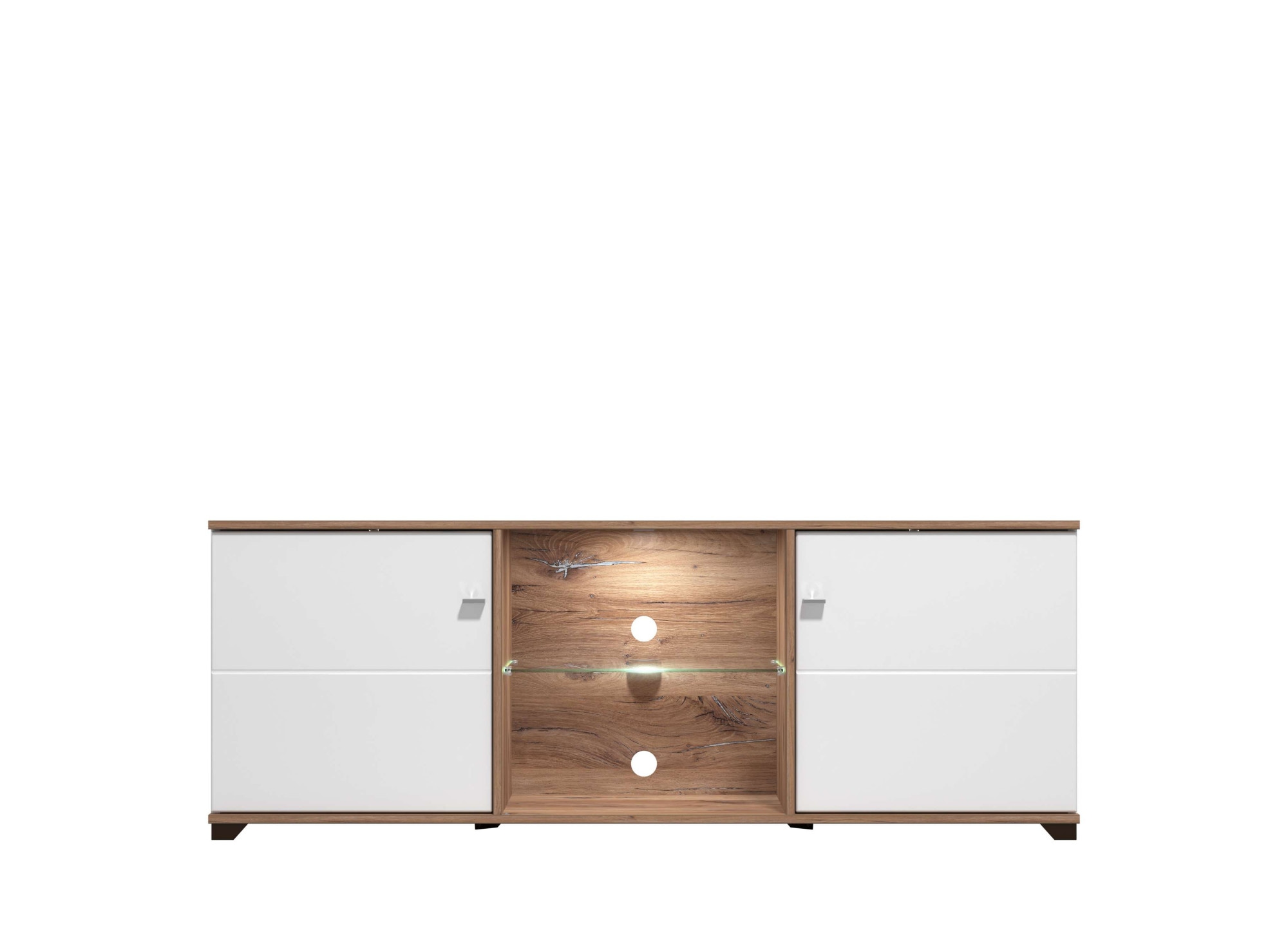 INOSIGN TV-Board »Burgundy Lowboard, TV-Schrank, TV-Ständer, Hochglanzfonten« Hochglanzfronten und eine Innenausstattung in Flagstaff Eiche