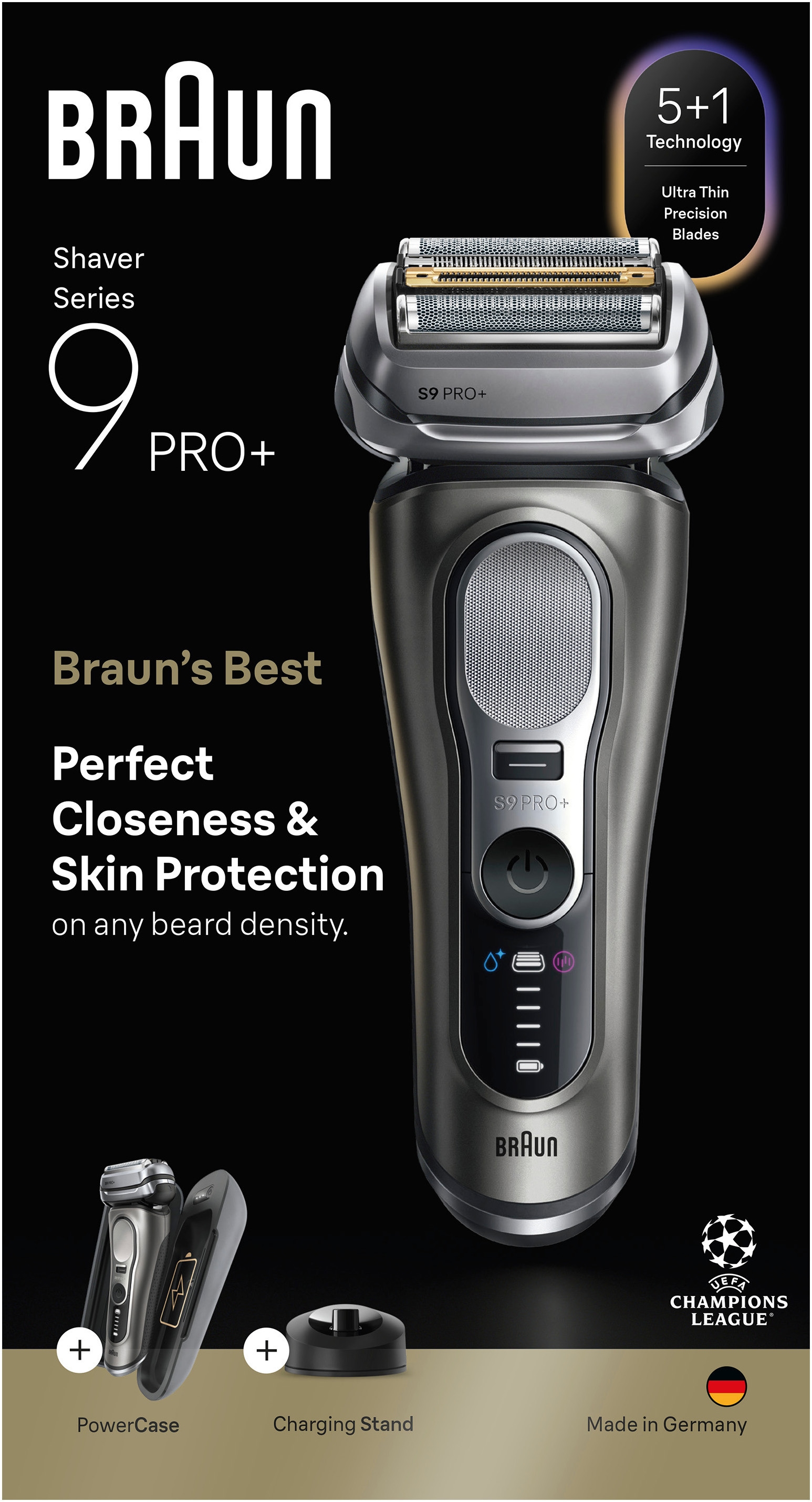Braun Rasoirs électriques »Series 9 9625s« Tondeuse de précision intégrée Pro-SensoAdapt, 5+1 lames de précision ultra-fines, étui de chargement