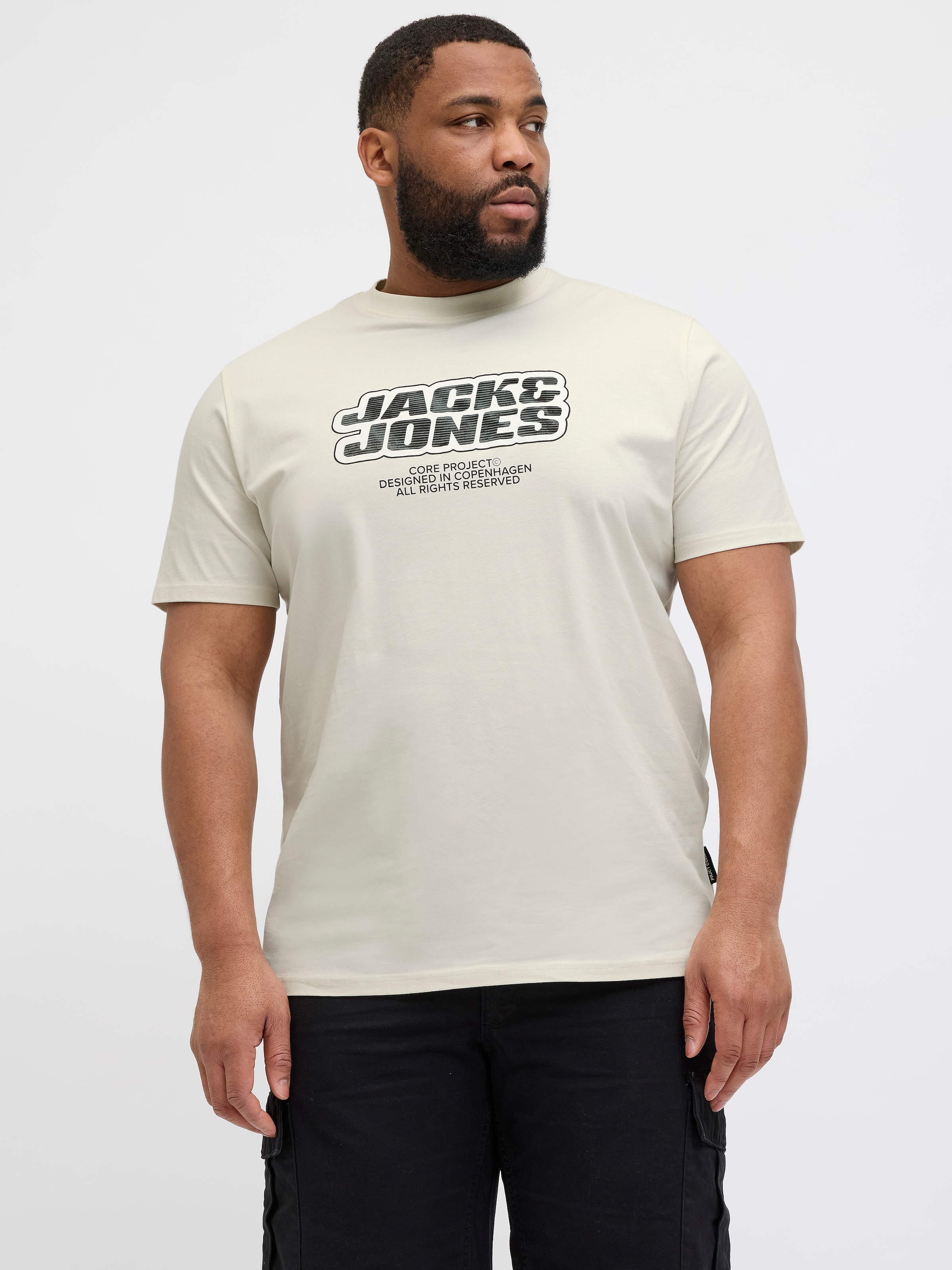 Image of Jack & Jones PlusSize Print-Shirt "JCOLIDO AOP FRONT PRINT TEE SS CRE PLS" mit Logo Print