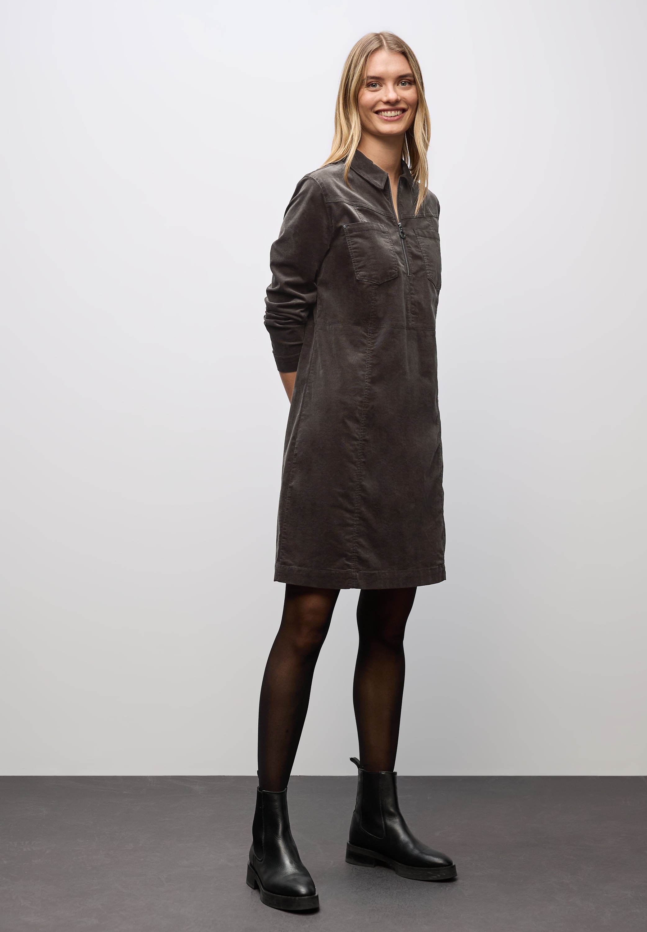 STREET ONE Cordkleid Brusttaschen mit Zipper