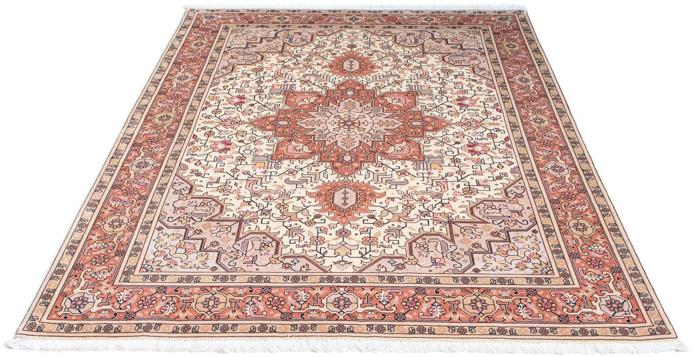 Image of morgenland Orientteppich »Perser - Täbriz - Royal - 208 x 153 cm - beige«, rechteckig, 7 mm Höhe, Wohnzimmer, Handgeknüpft, Einzelstück mit Zertifikat bei Ackermann Versand Schweiz