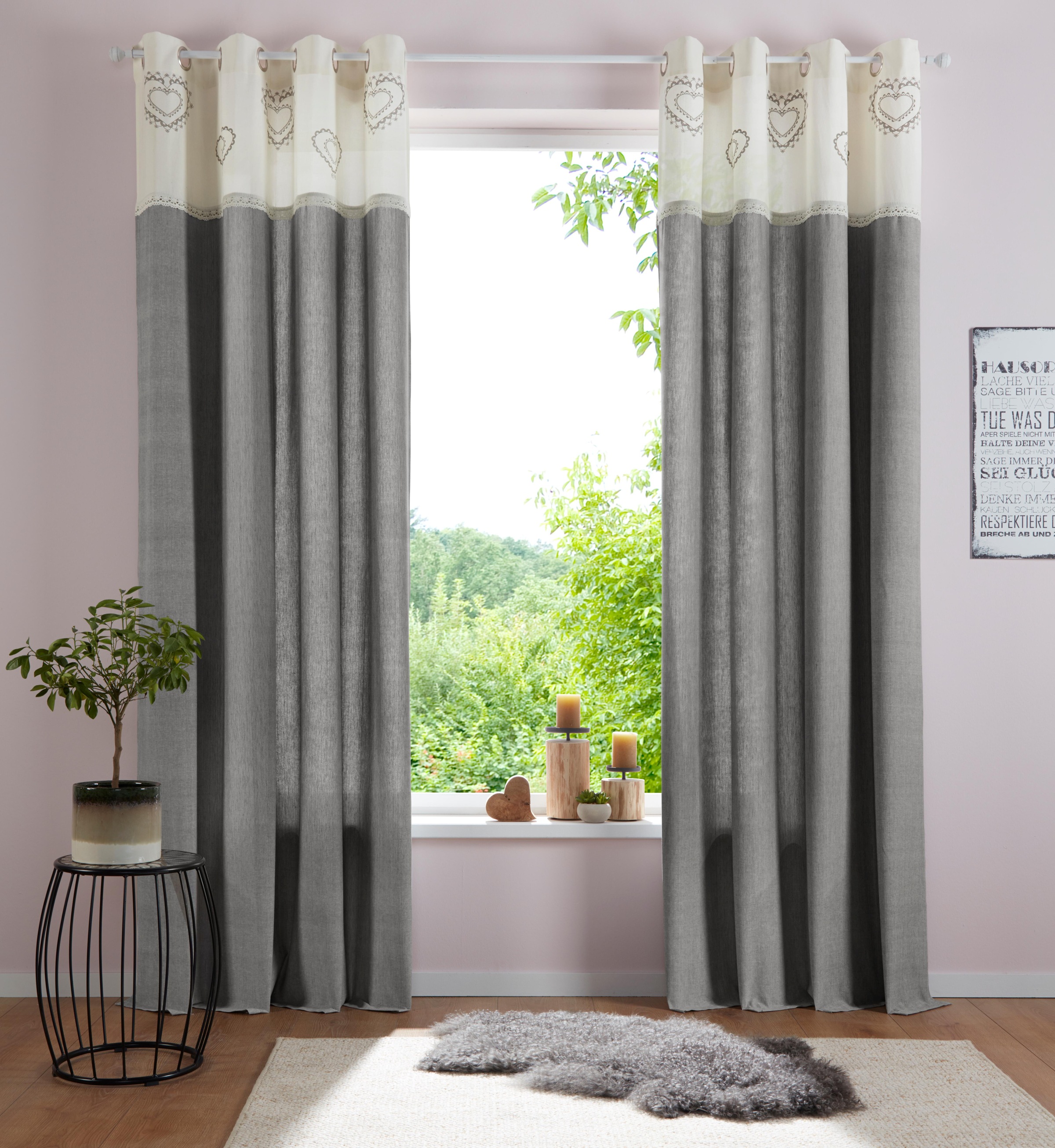 Image of GOODproduct Gardine "Louis" Ösen 1 Stk. tlg. halbtransparent, aus Bio-Baumwolle, einseitig bedruckt