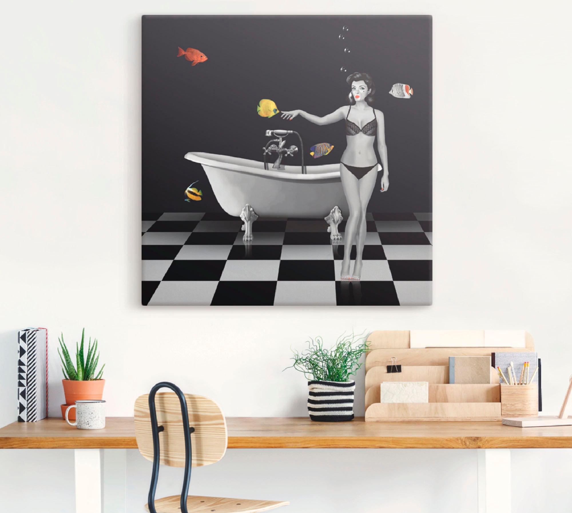 Artland Wandbild »Ein Badezimmer für Fische«, Frau, (1 St.), als Alubild, Outdoorbild, Leinwandbild in verschied. Grössen