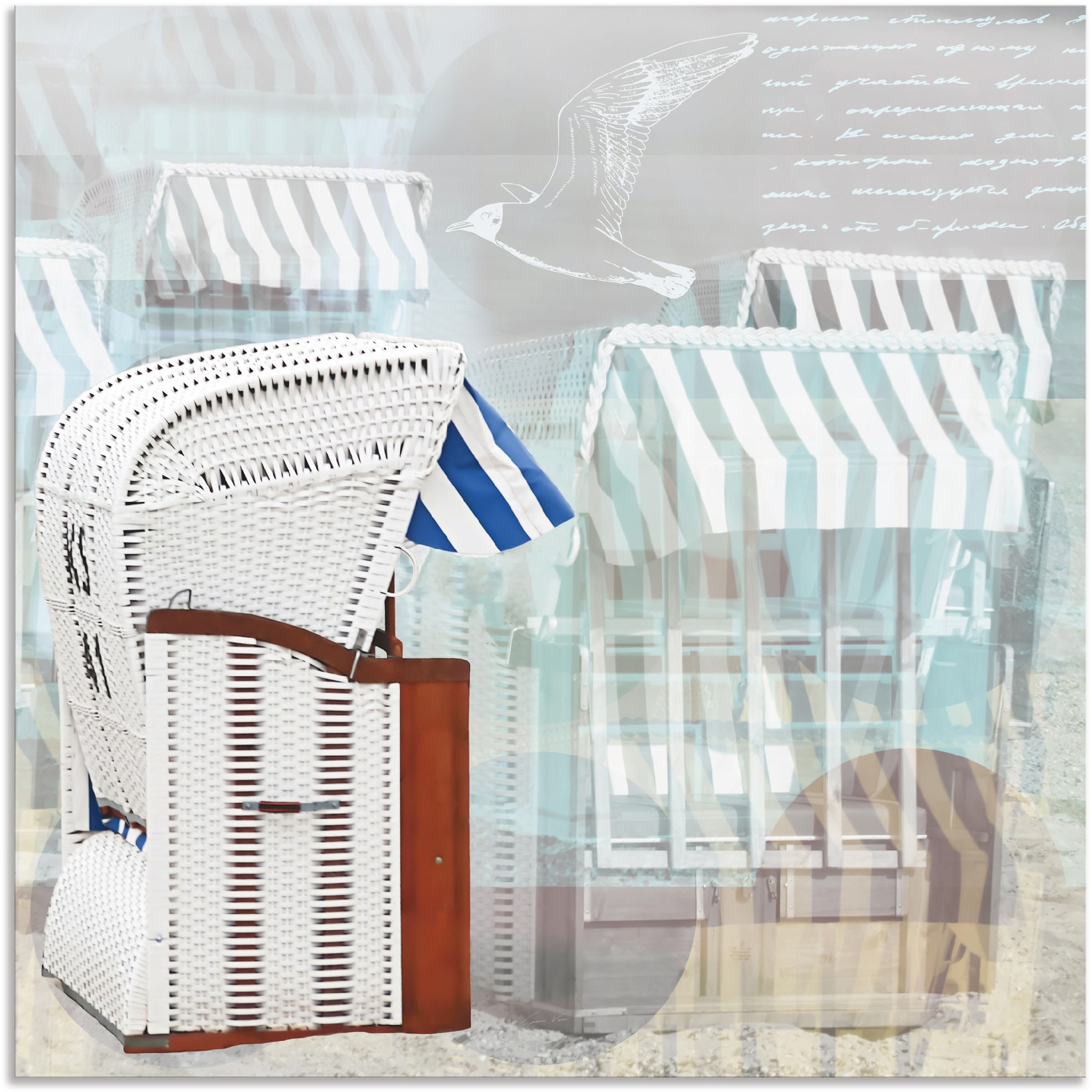 Image of Artland Wandbild »Strandkorb Hintergrund Effekt«, Strandbilder, (1 St.), in vielen Grössen & Produktarten - Alubild / Outdoorbild für den Aussenbereich, Leinwandbild, Poster, Wandaufkleber / Wandtattoo auch für Badezimmer geeignet bei Ackermann Versand Sc