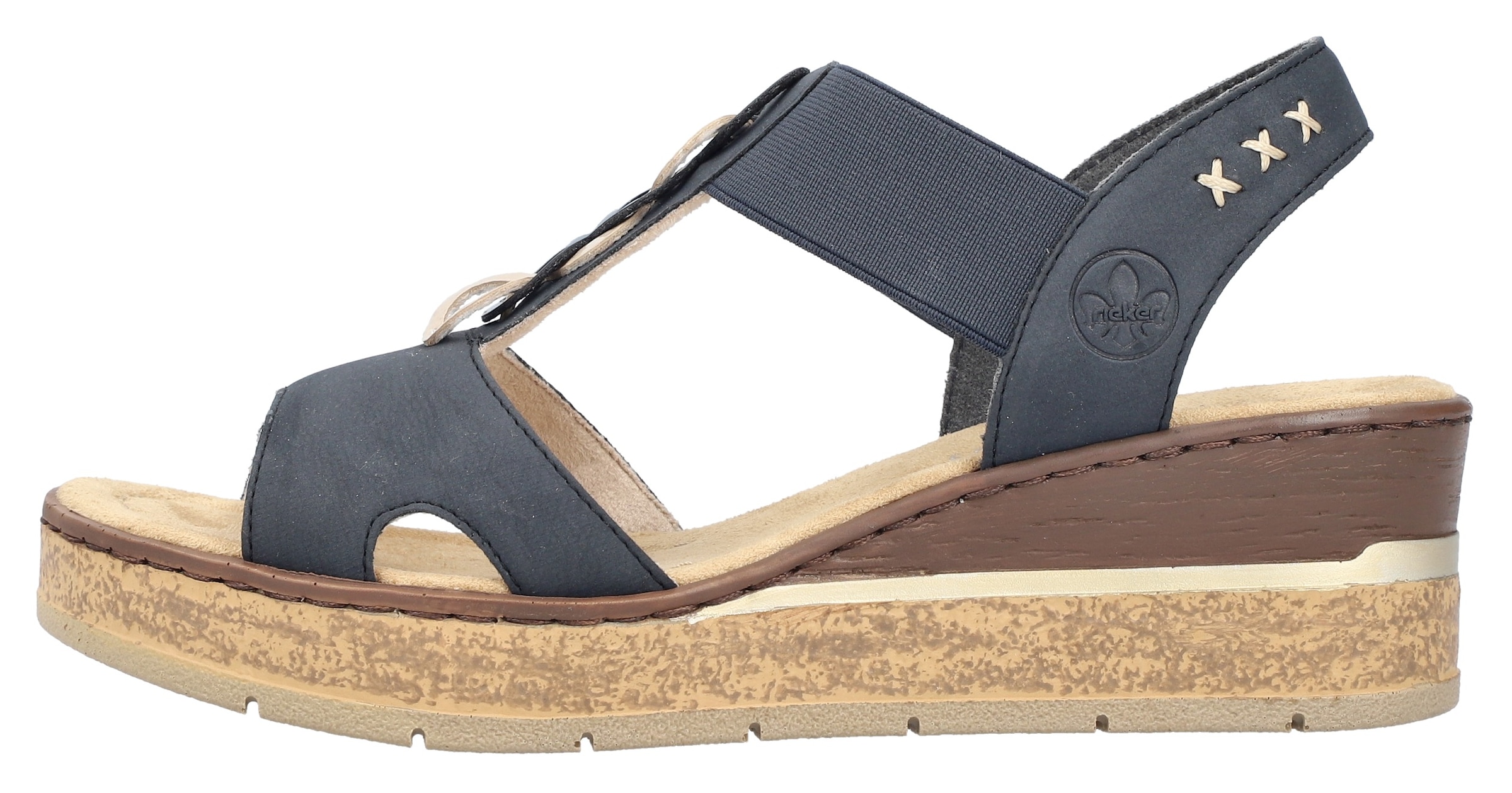 Rieker Sandales compensées  Sommerschuh, Sandale, Plateausandale mit Gummizug für guten Sitz