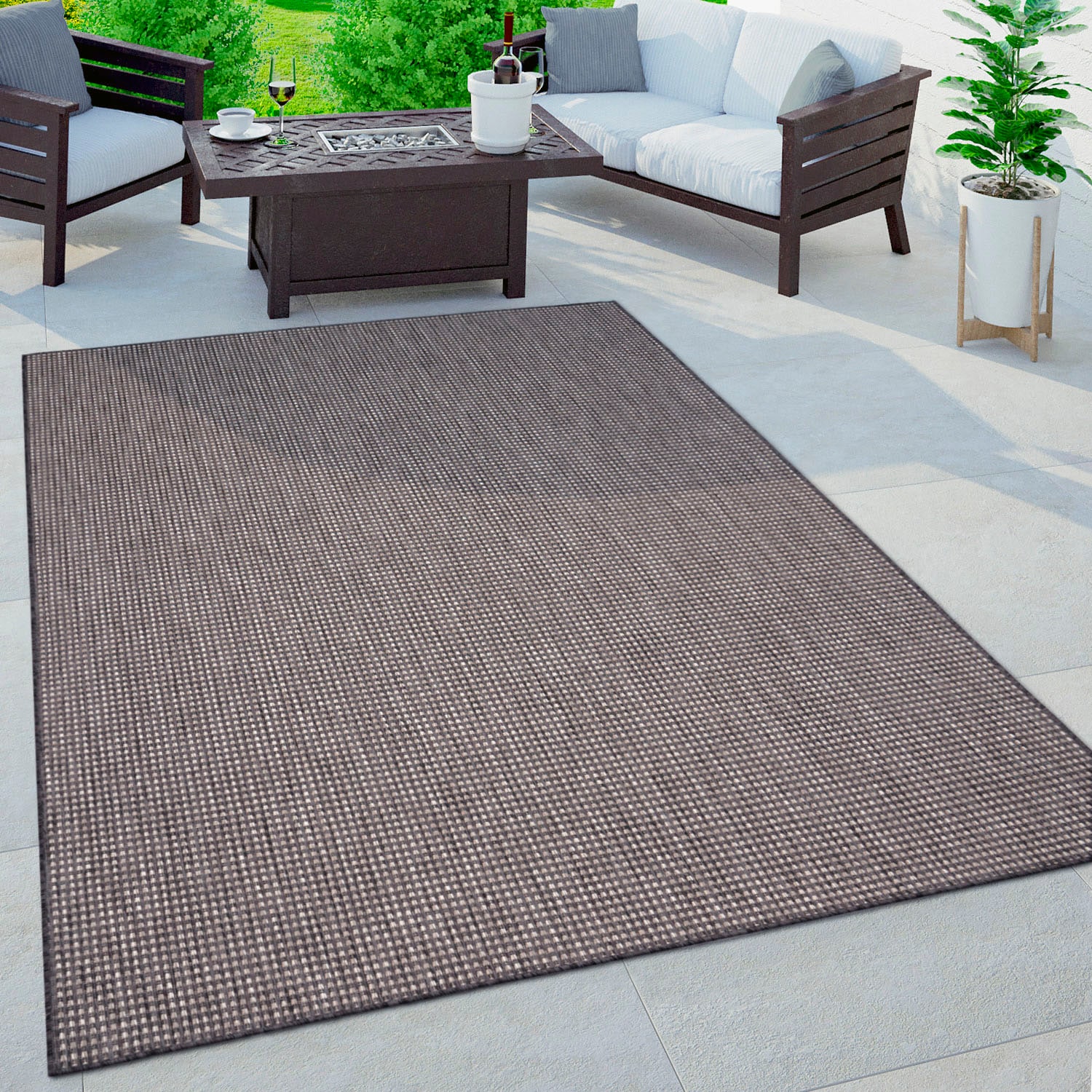 Paco Home Teppich »Napoli 777«, rechteckig, 4 mm Höhe, Flachgewebe, meliert, In- und Outdoor geeignet, Wohnzimmer